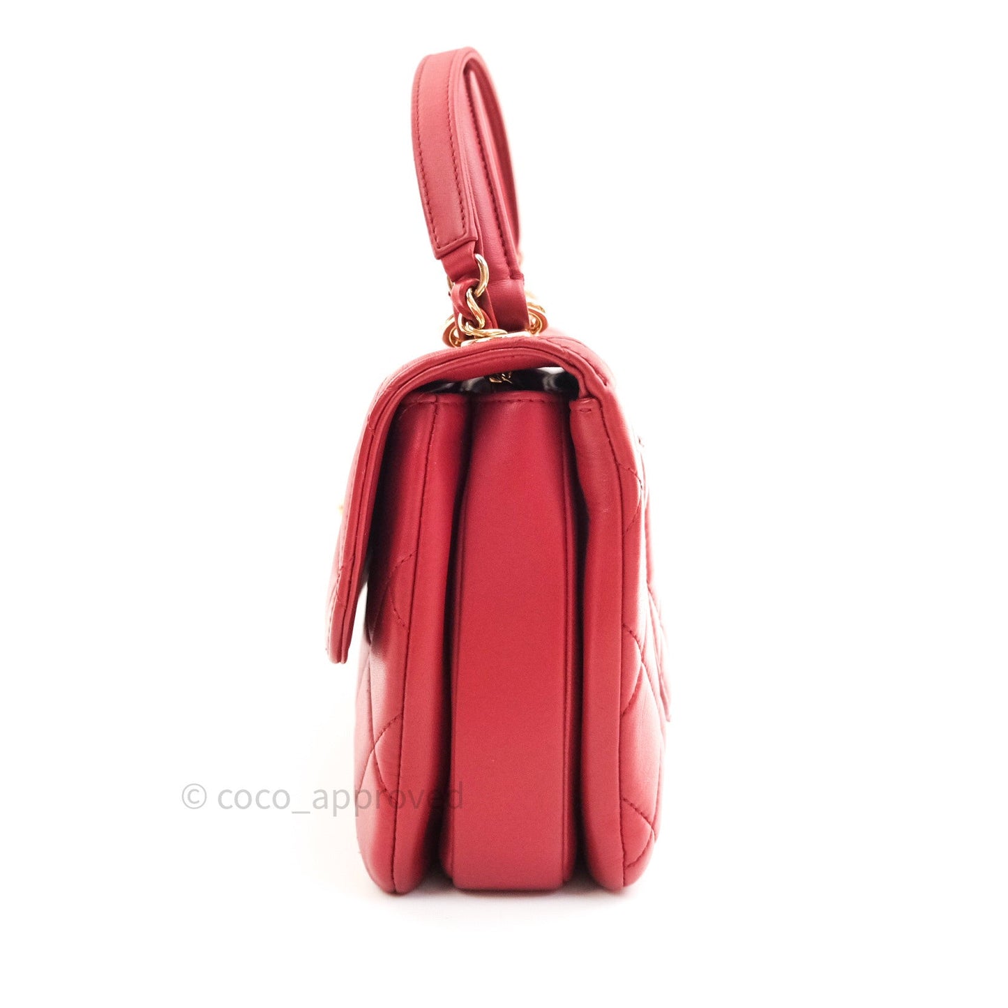 Chanel Quilted Small Trendy CC Flap Bag Red Lambskin Gold Hardware