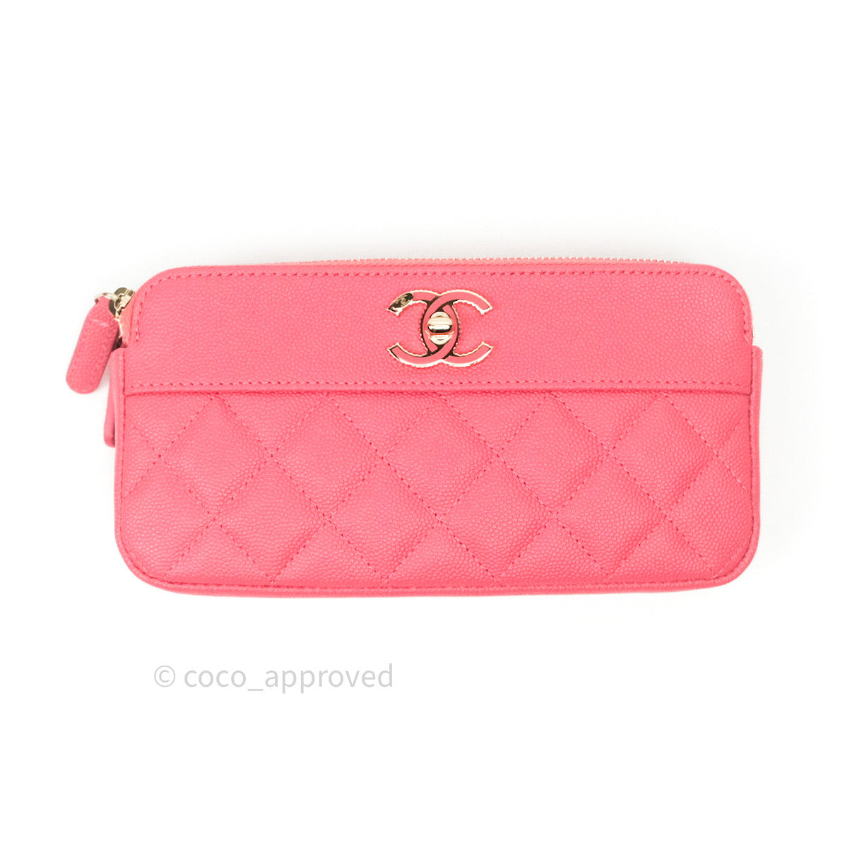 Chanel Quilted Clutch With Chain Pink Caviar Gold Hardware