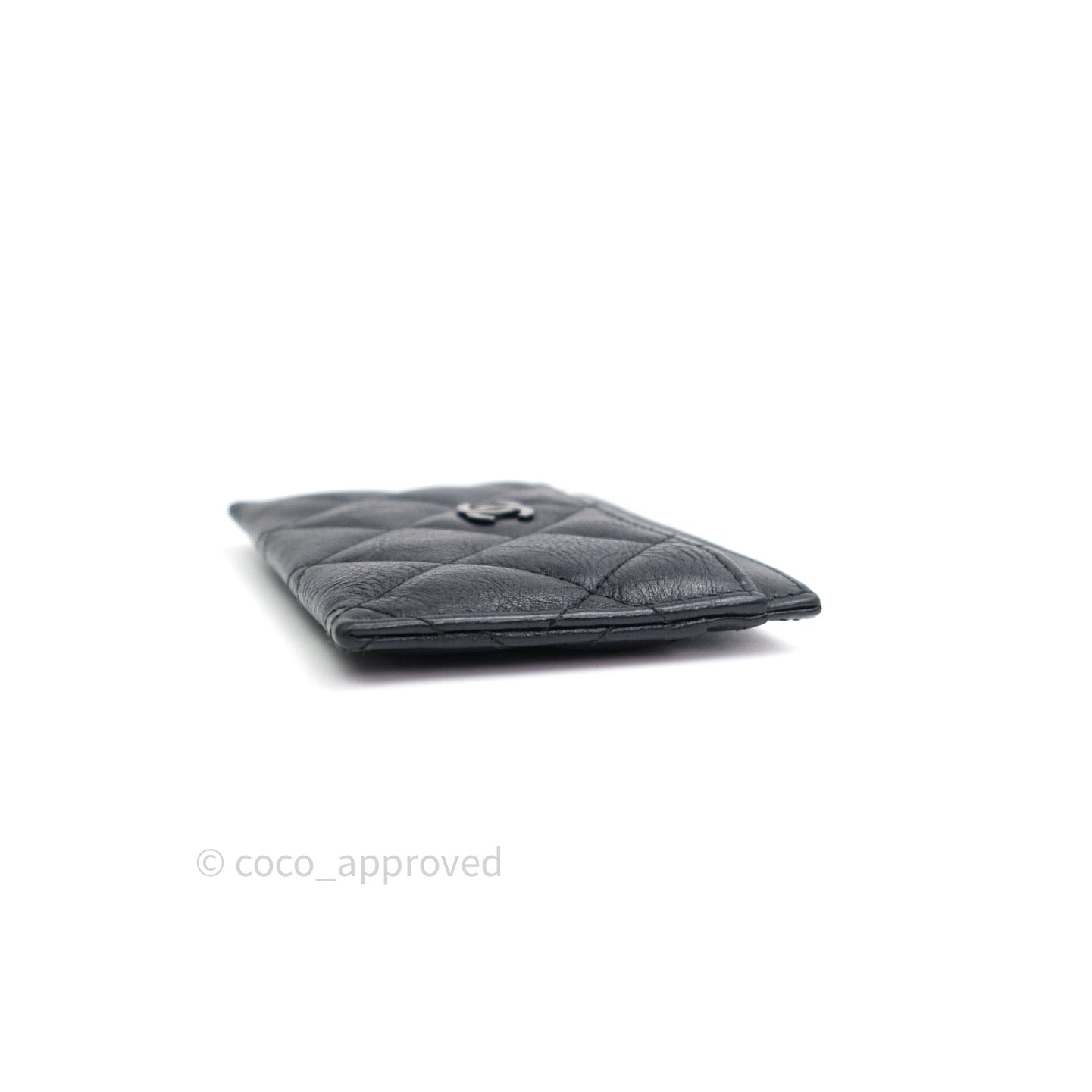 Chanel So Black Quilted Classic Calfskin Flat Card Holder