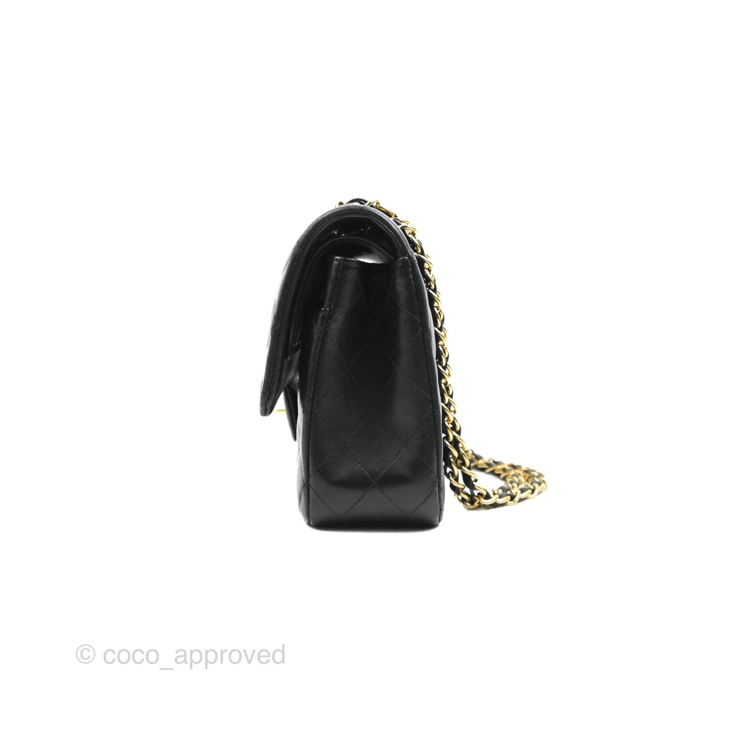 Chanel Classic M/L Medium Flap Quilted Black Lambskin Gold Hardware