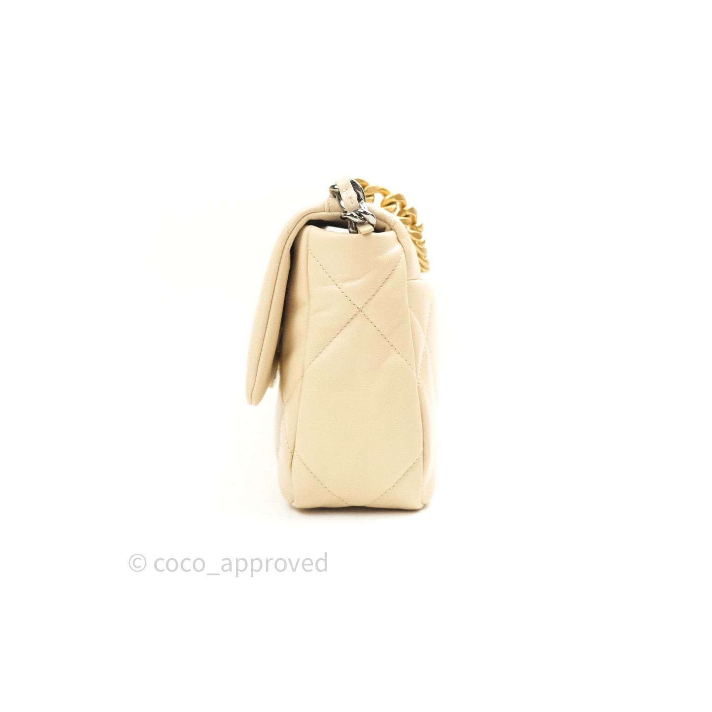 Chanel 19 Small Beige Goatskin Mixed Hardware