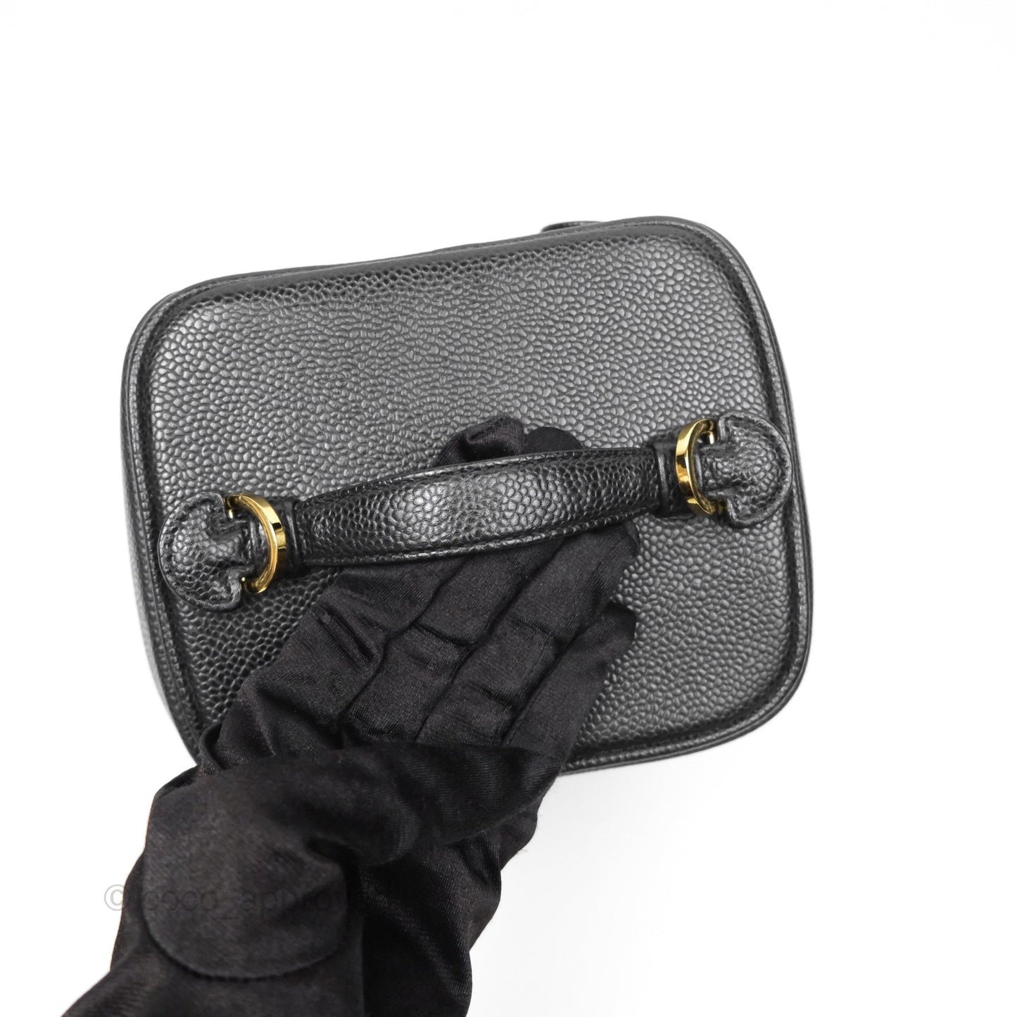 Chanel Vintage Vanity Case Black Caviar Gold Hardware