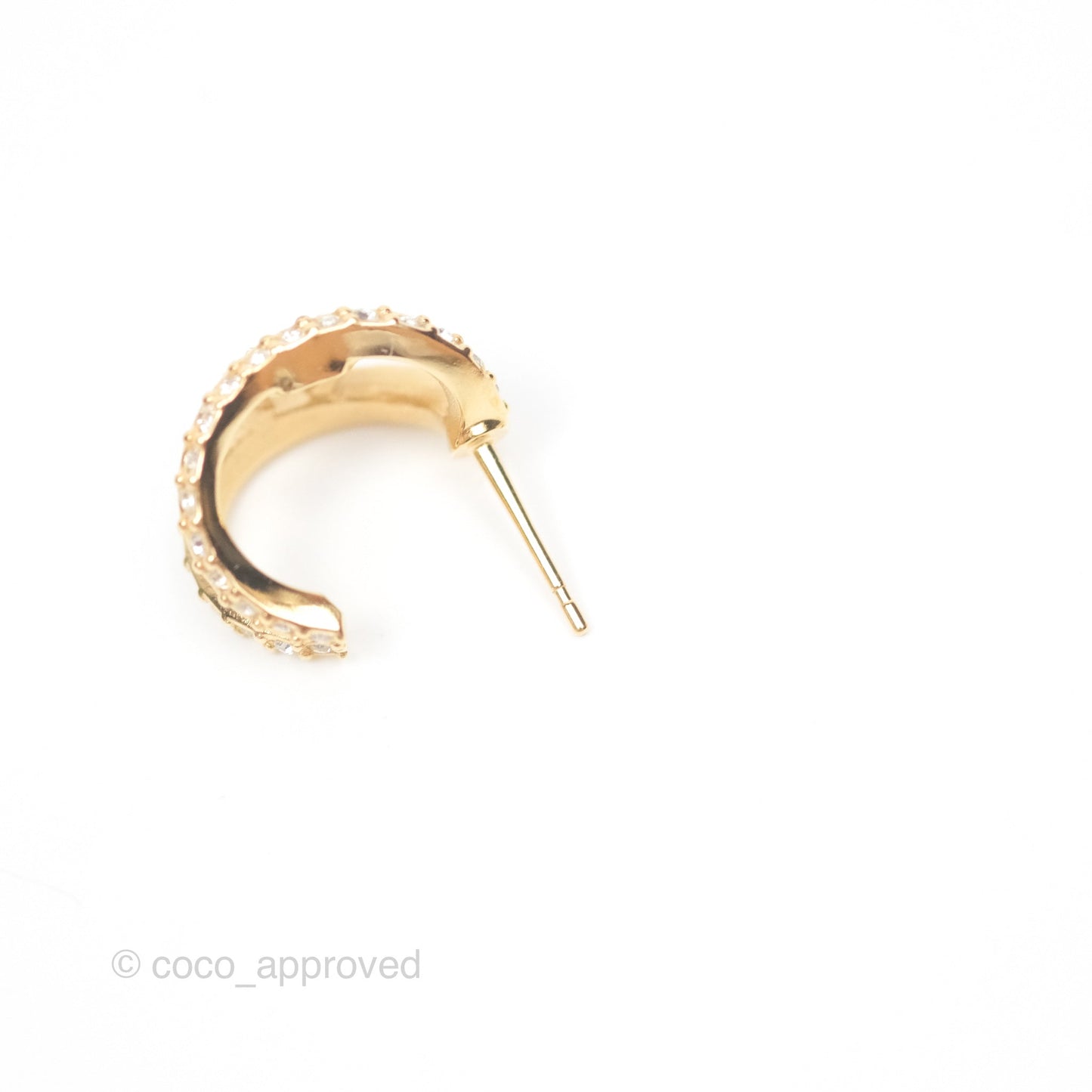 Chanel CC Hoop Crystal Earrings Gold Tone 22A