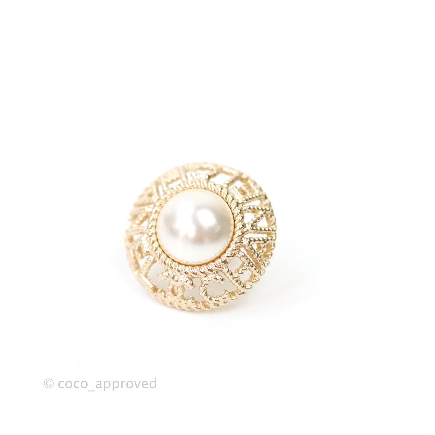 Chanel Pearl CC Round Rope Logo Earrings Gold 21P