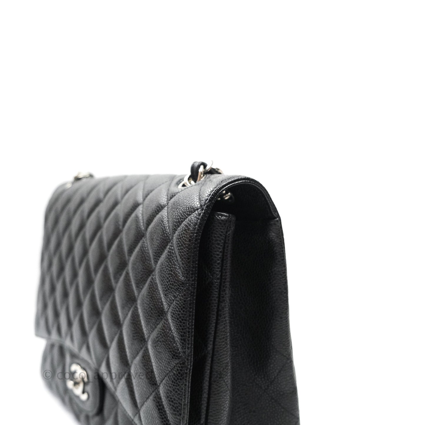 Chanel Single Flap Maxi Caviar Black Silver Hardware
