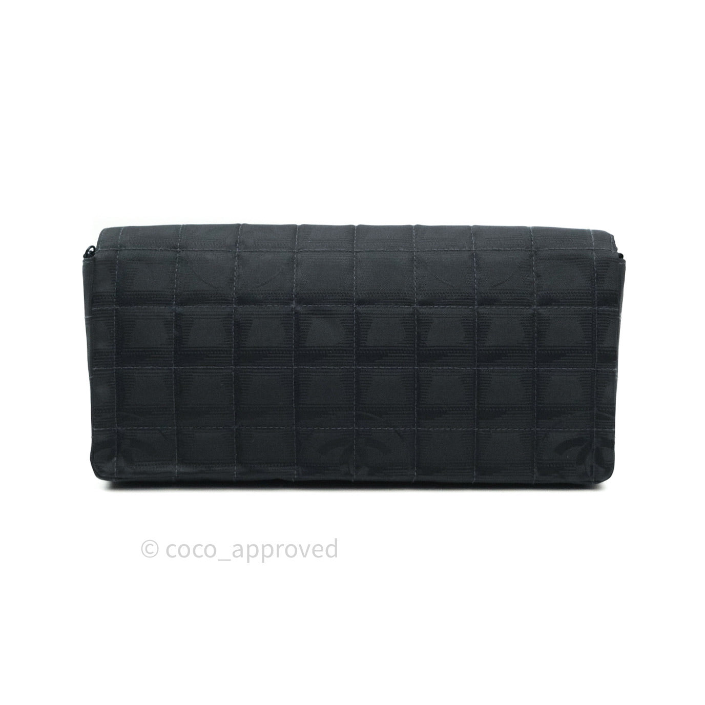 Chanel Denim So Black Camellia Clutch With Chain
