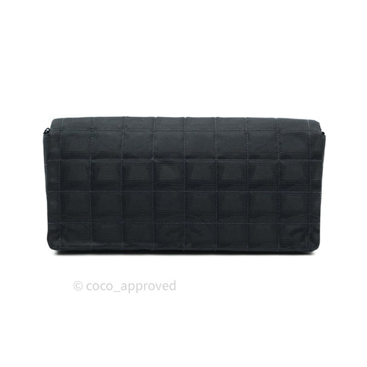 Chanel Denim So Black Camellia Clutch With Chain