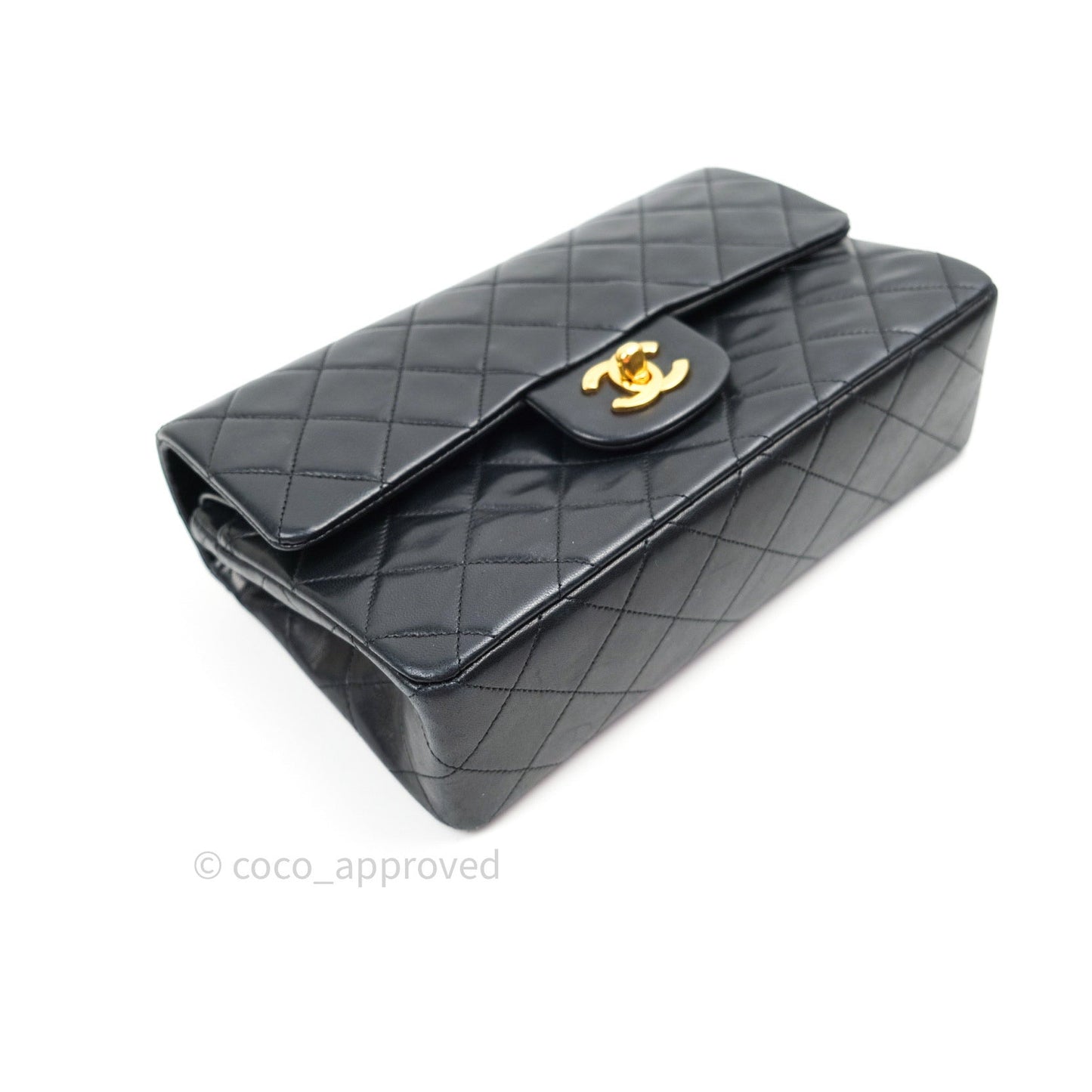 Chanel Vintage Classic Double Flap S/M Small Black Lambskin 24K Gold Hardware