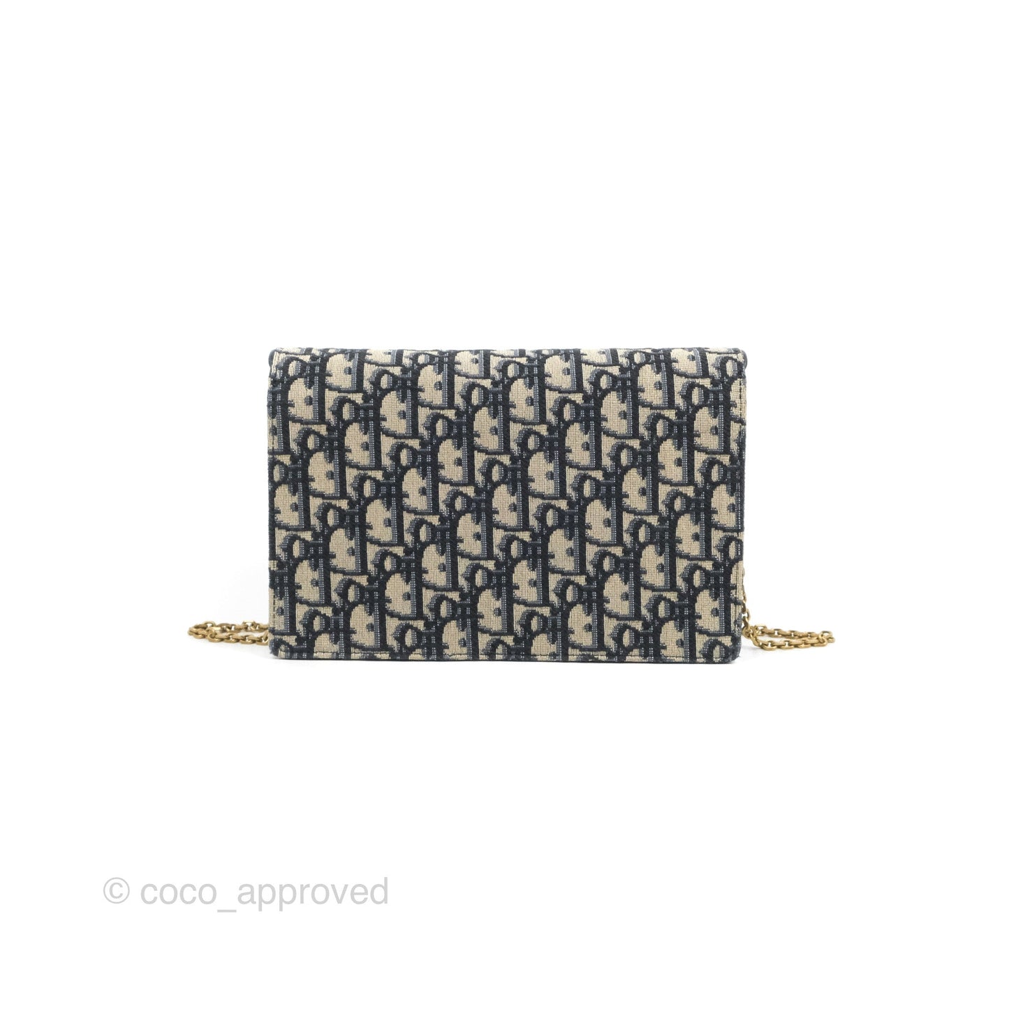 Christian Dior Saddle Chain Pouch Navy Oblique Jacquard