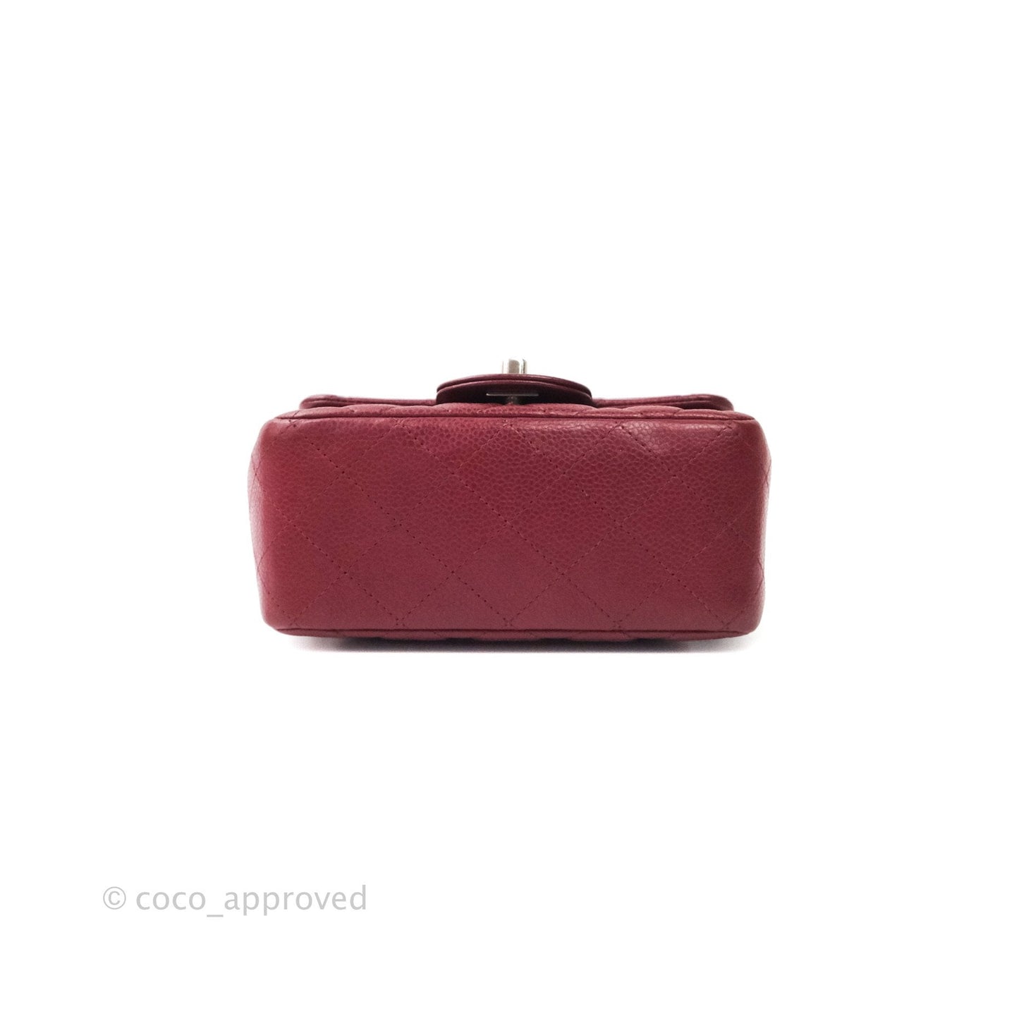 Chanel Mini Square Dark Red Caviar Silver Hardware