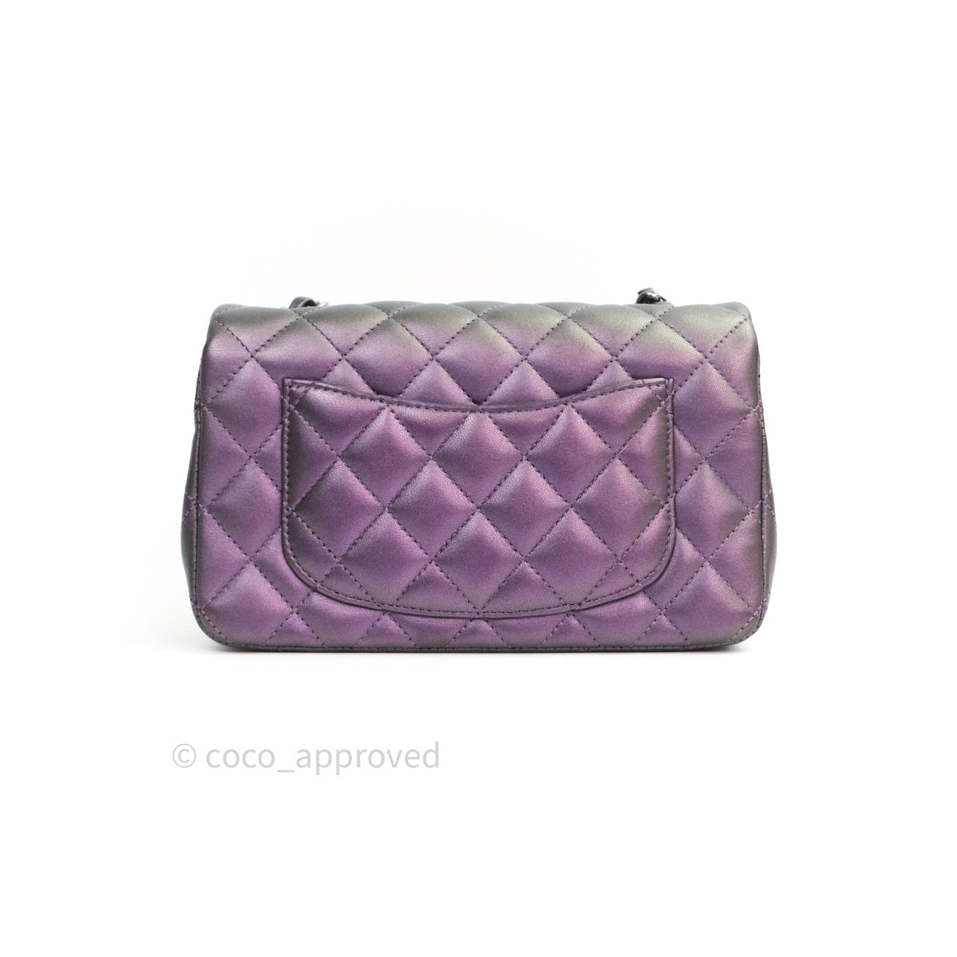 Chanel Quilted Mini Rectangular Iridescent Purple Dark Silver Hardware