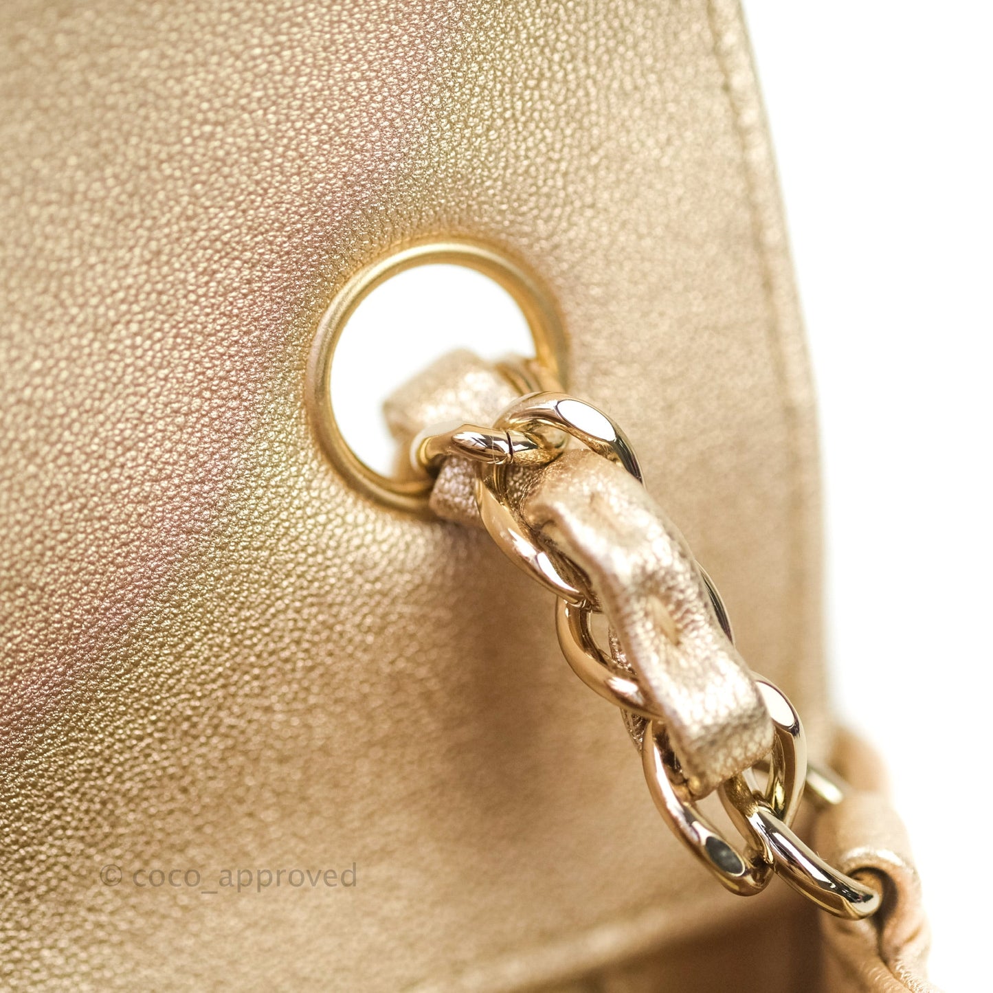 Chanel Quilted Mini Rectangular Metallic Champagne Gold Lambskin Gold Hardware