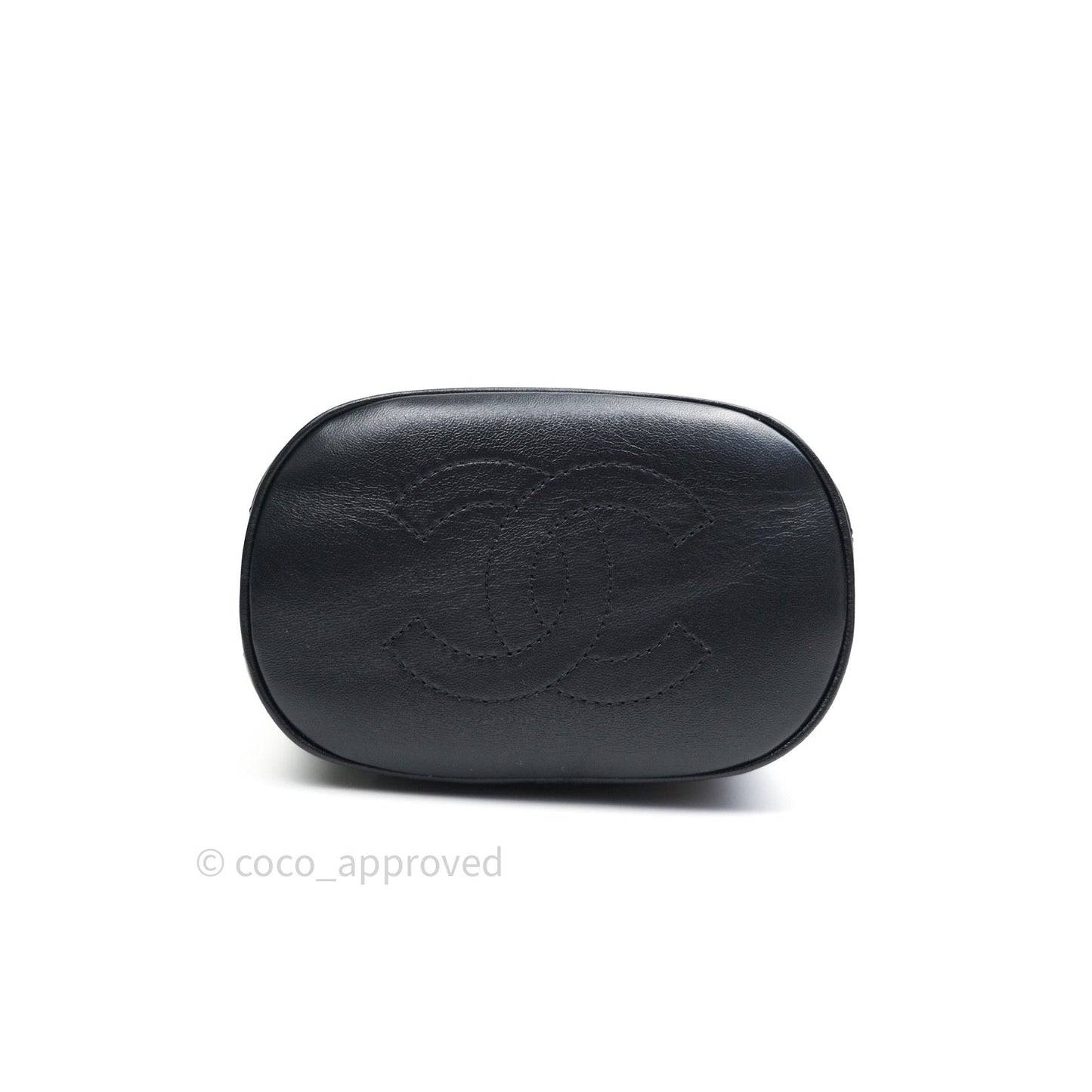 Chanel Chic Bucket Bag Black Lambskin Chevron Quilted With Handle