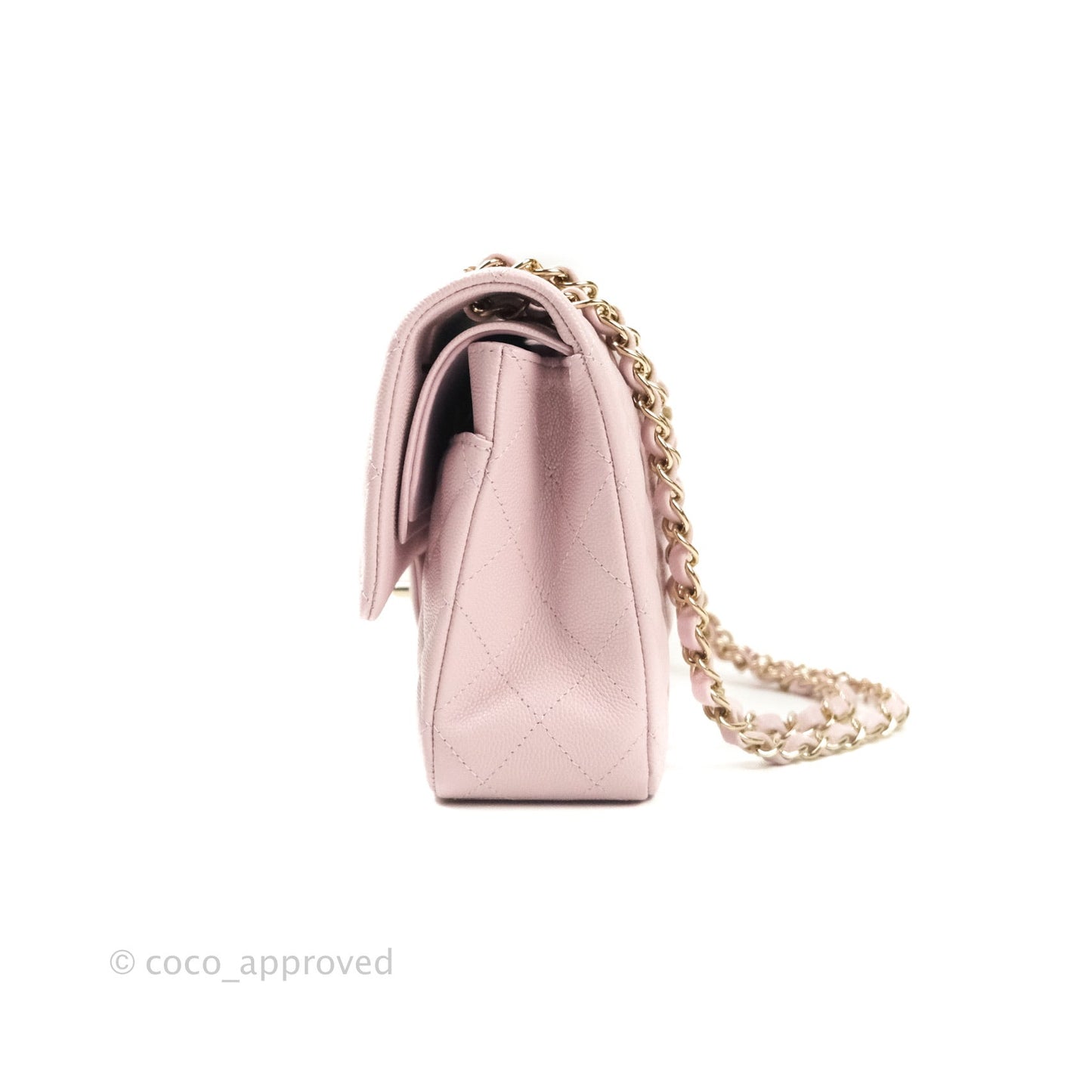 Chanel M/L Medium Double Flap Bag Lilac Rose Clair Caviar Gold Hardware