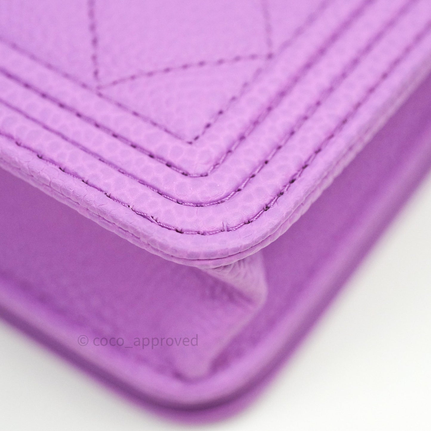 Chanel Quilted Boy Wallet on Chain WOC Purple Caviar Gold Hardware
