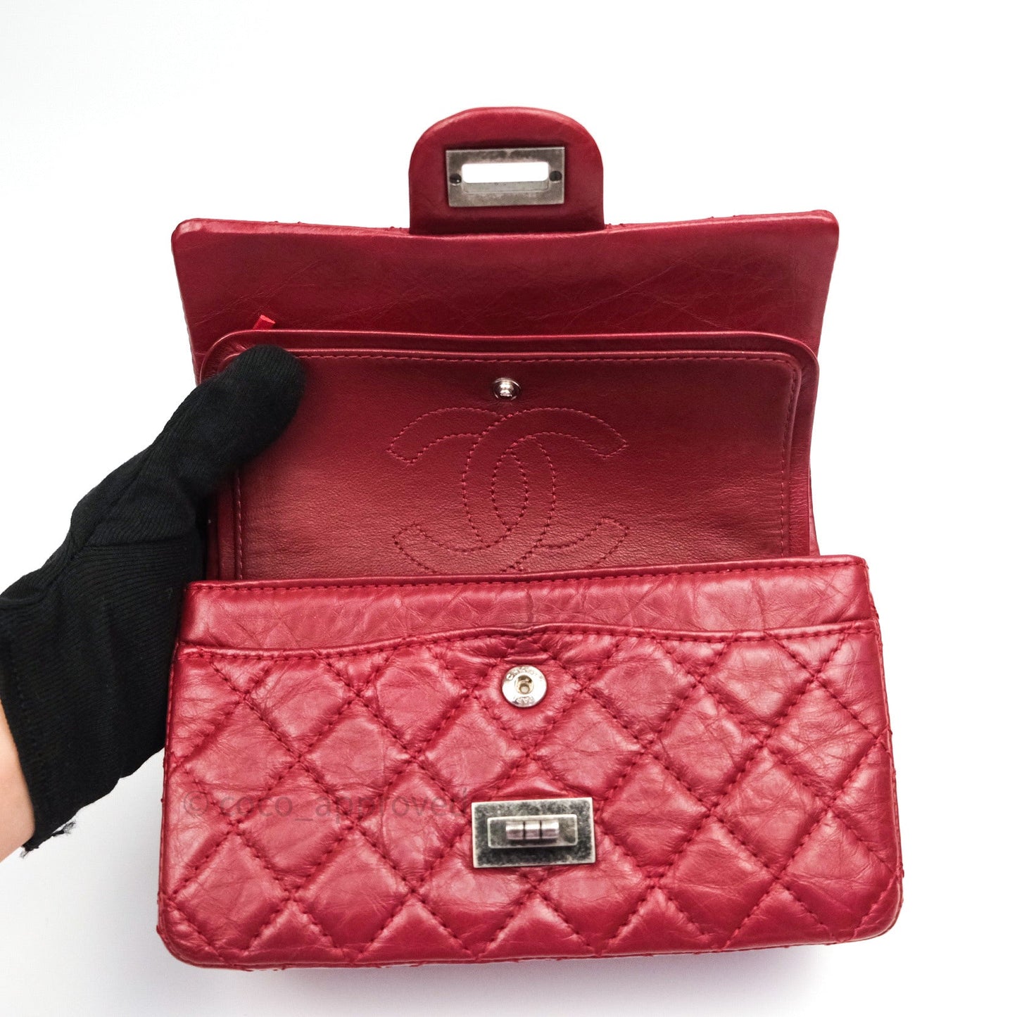 Chanel Mini Reissue 224 Dark Red Aged Calfskin Ruthenium Hardware