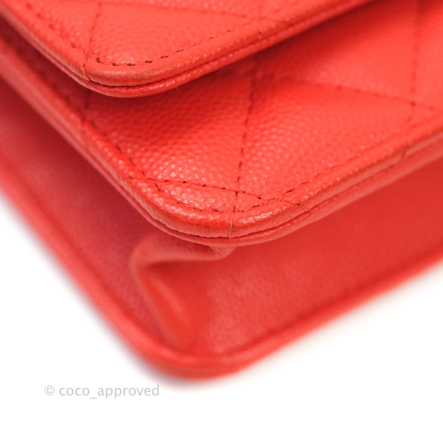 Chanel Quilted Wallet on Chain WOC Red Caviar Gold Hardware