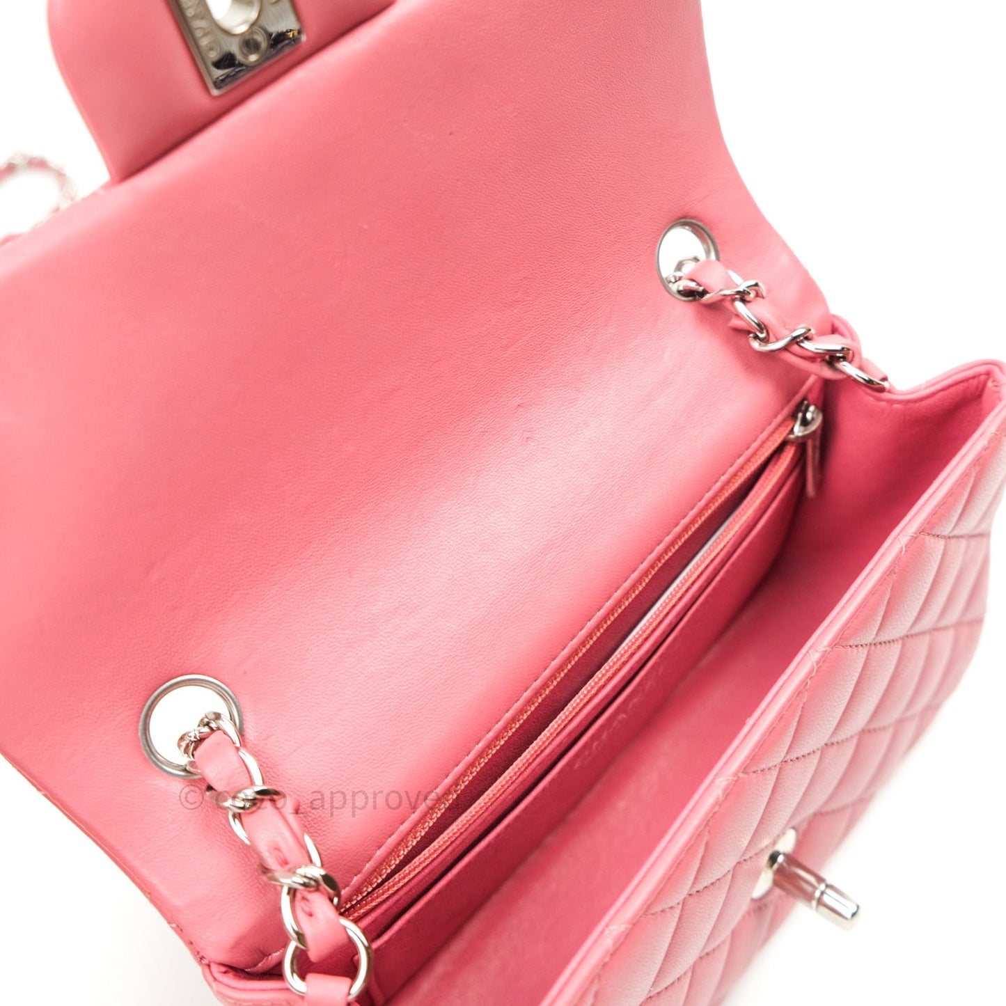 Chanel Quilted Mini Rectangular Pink Lambskin Silver Hardware