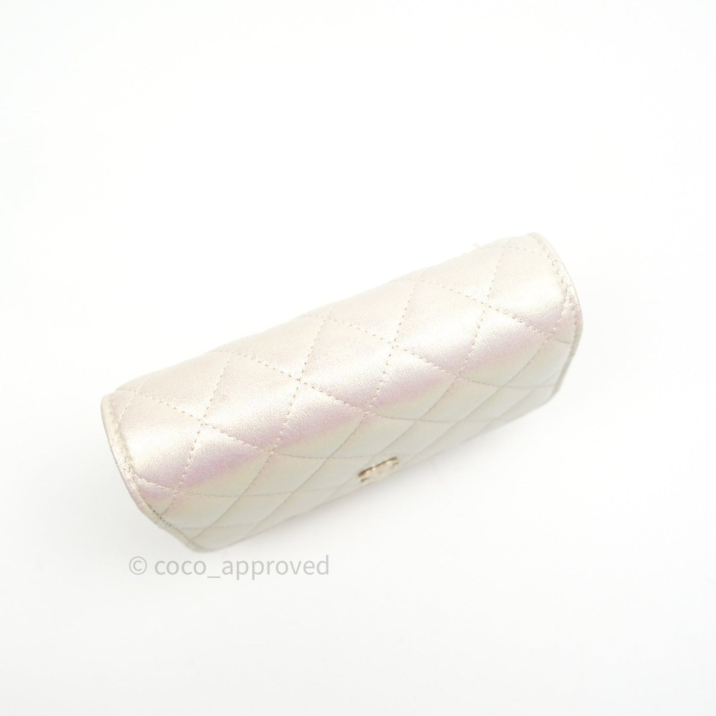 Chanel Quilted Mini Wallet on Chain WOC Iridescent Ivory Gold Hardware 20A