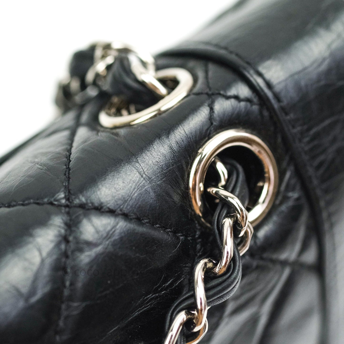 Chanel Bi Quilted Crumpled Calfskin Black Silver Hardware