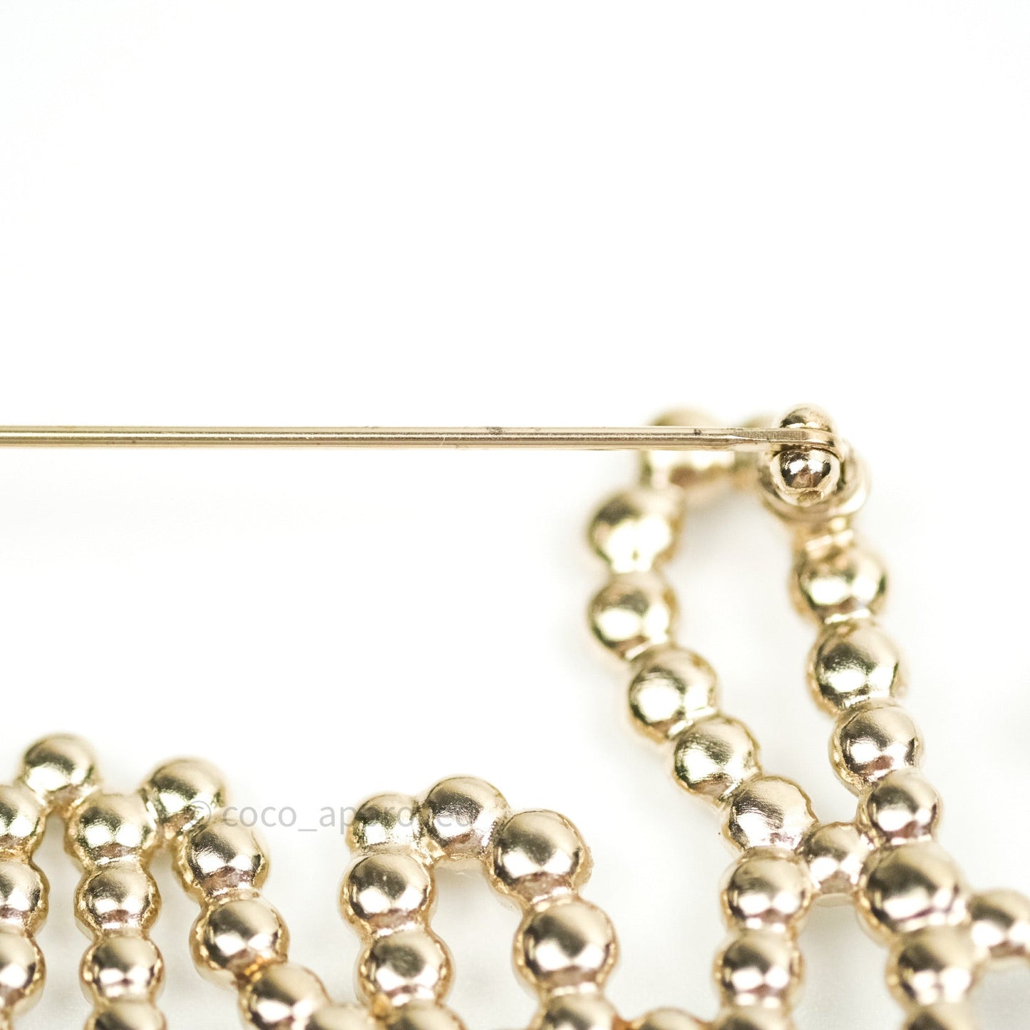 Chanel Logo Pearl Crystal Brooch Gold Tone 19K