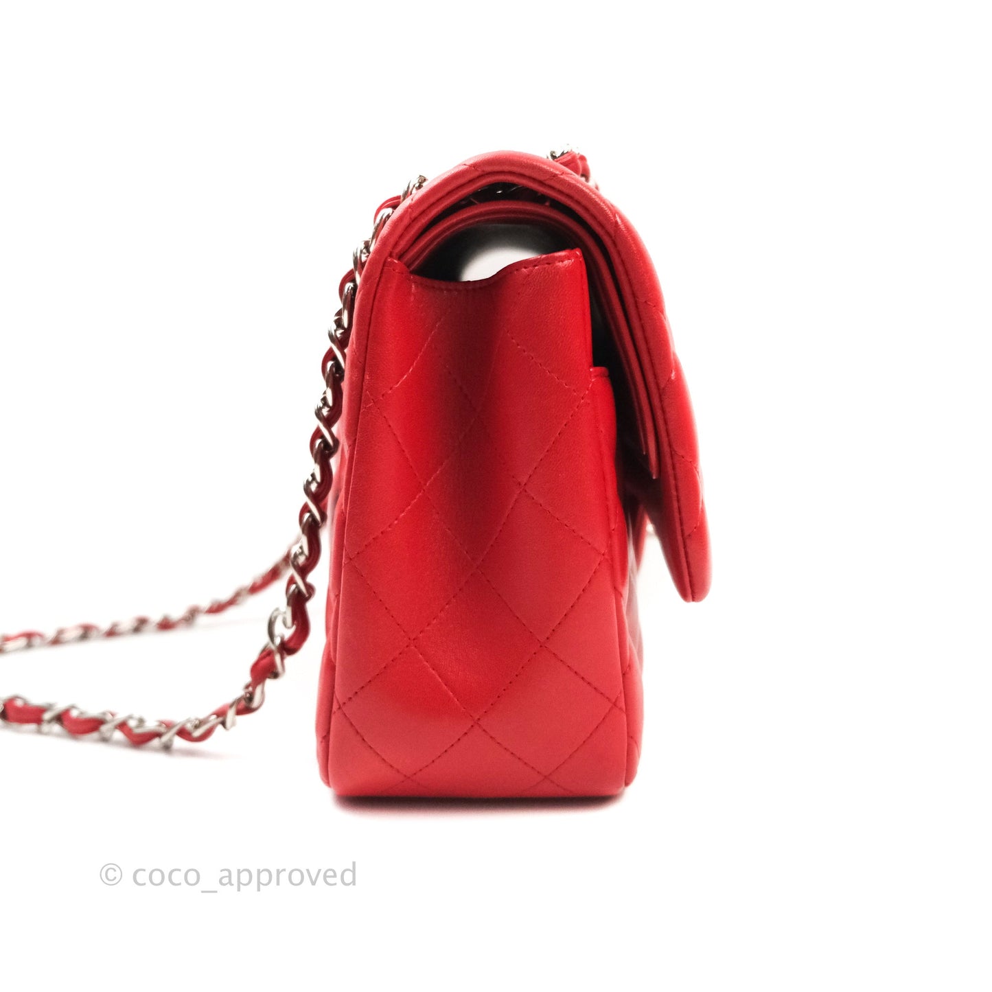 Chanel Jumbo Double Flap Red Lambskin Silver Hardware⁣⁣