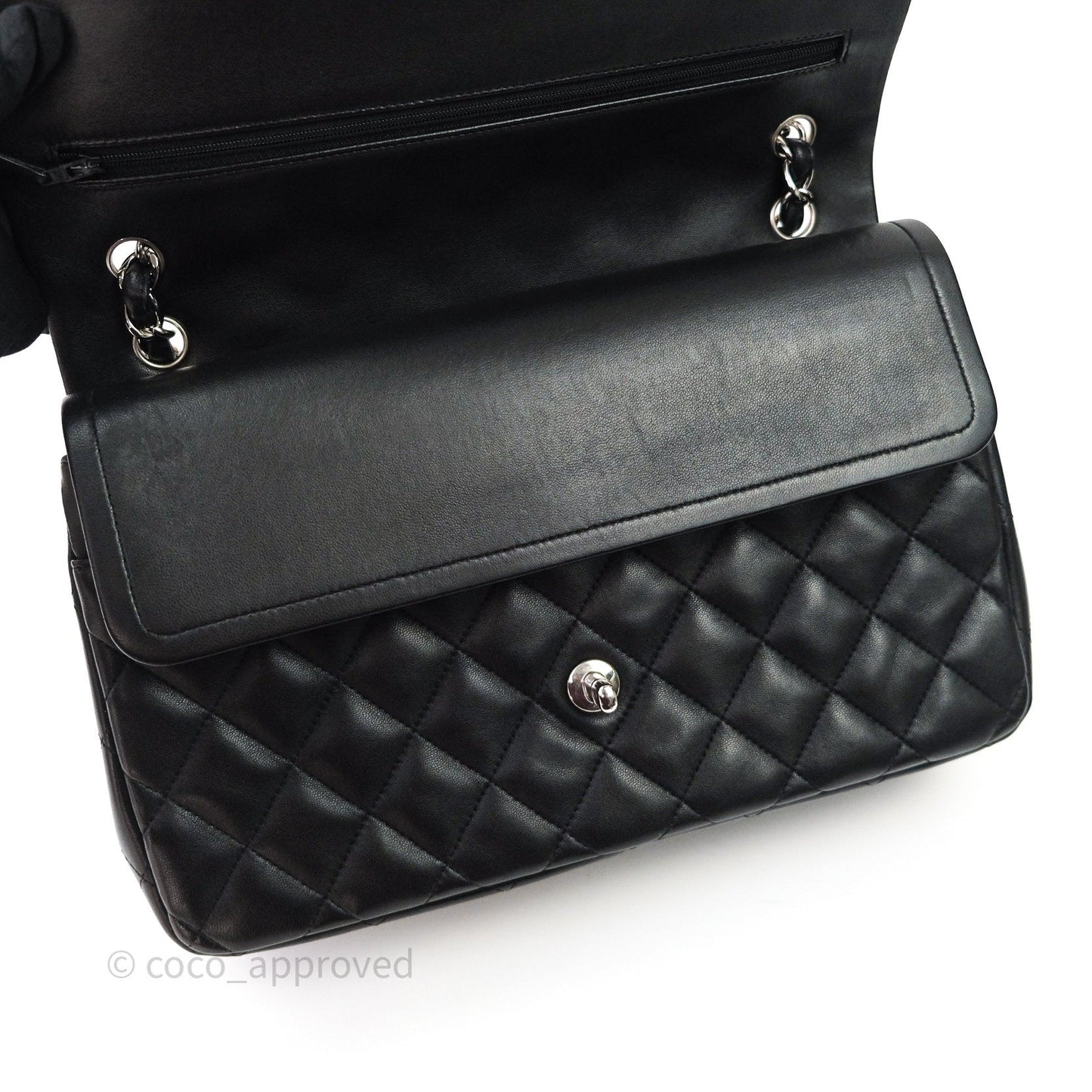 Chanel Jumbo Double Flap Black Lambskin Silver Hardware⁣⁣