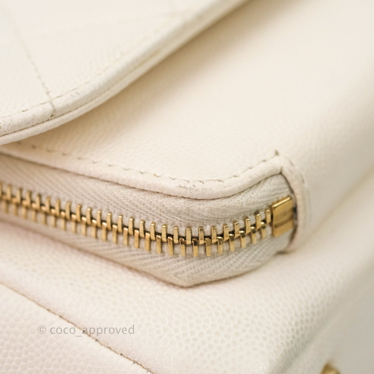Chanel Quilted Small Business Affinity Flap Ivory Caviar Light Gold Hardware