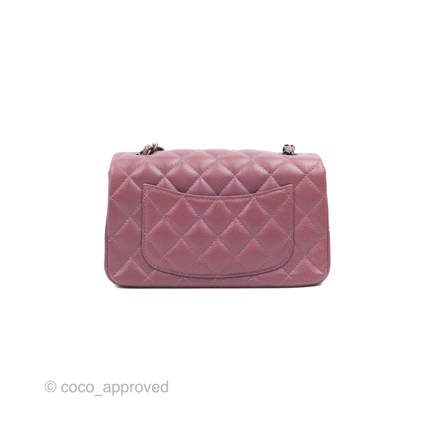 Chanel Quilted Mini Rectangular Flap Dark Pink Caviar Ruthenium Hardware