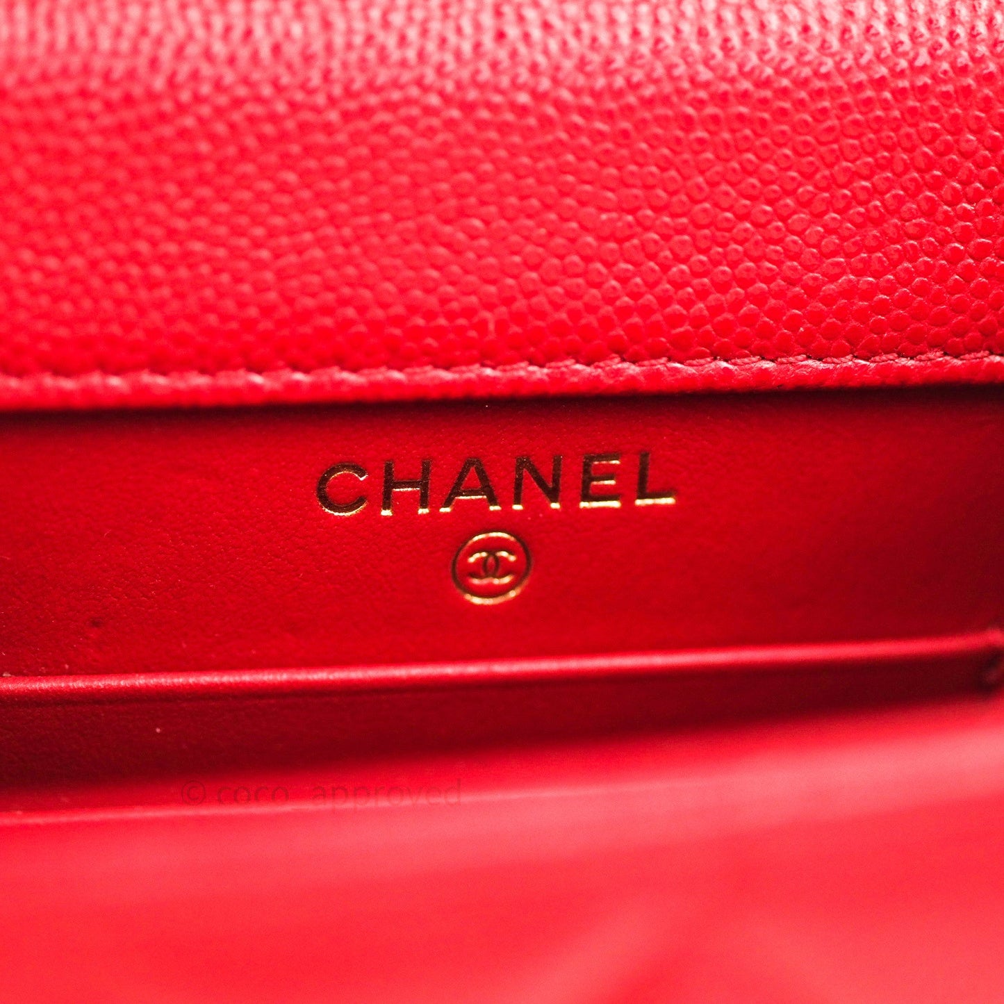 Chanel Classic Red Caviar Gold Hardware Phone Holder