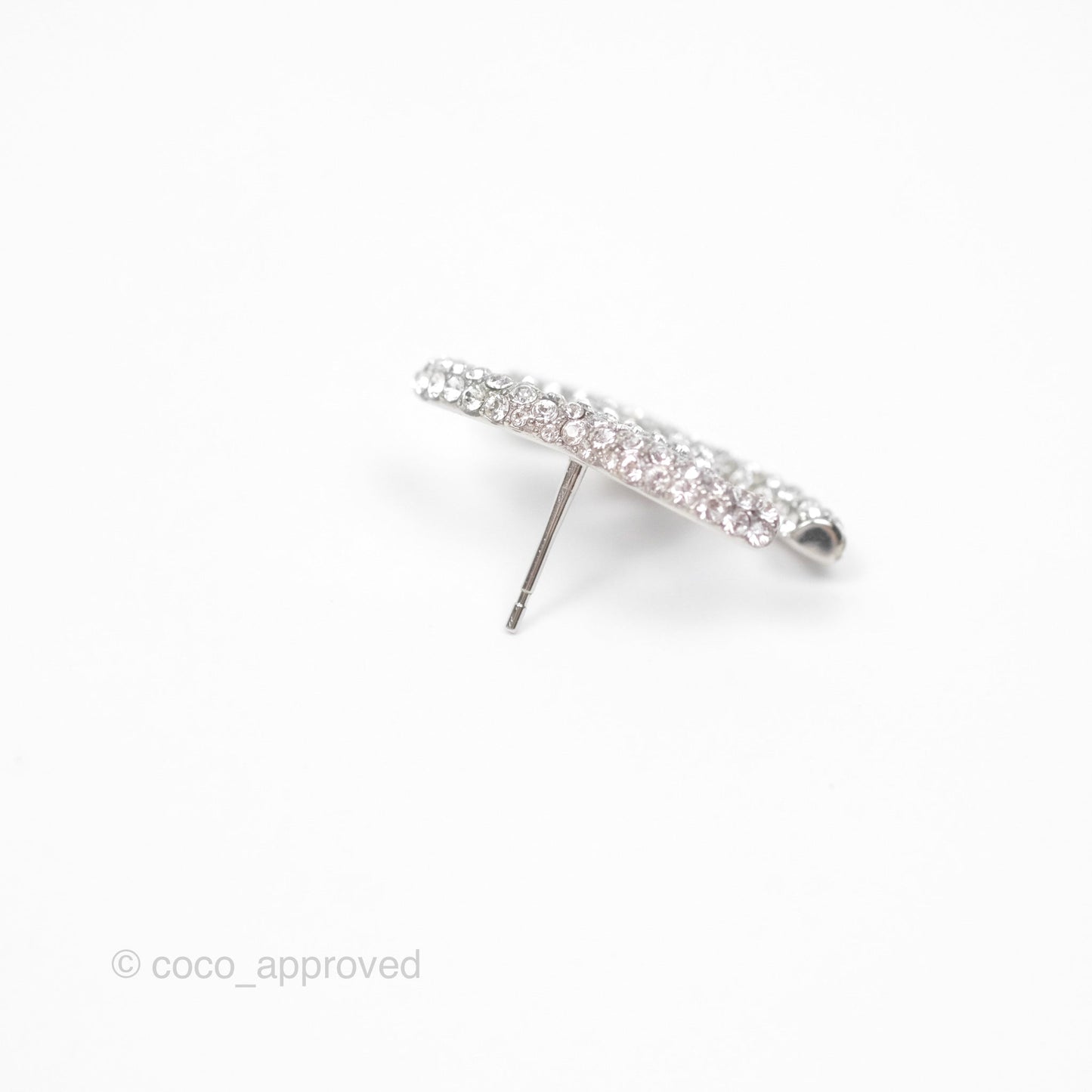 Chanel Crystal CC Earrings Silver Tone 21C