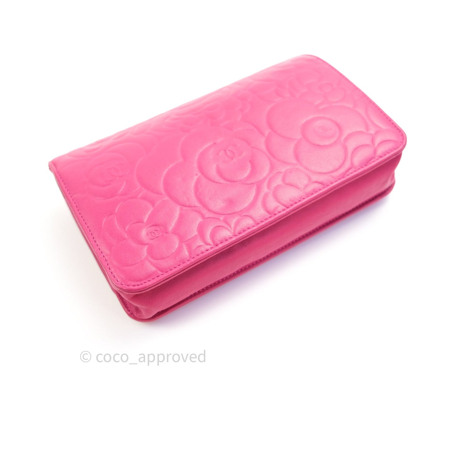 Chanel Camellia Wallet on Chain WOC Pink Lambskin Gold Hardware