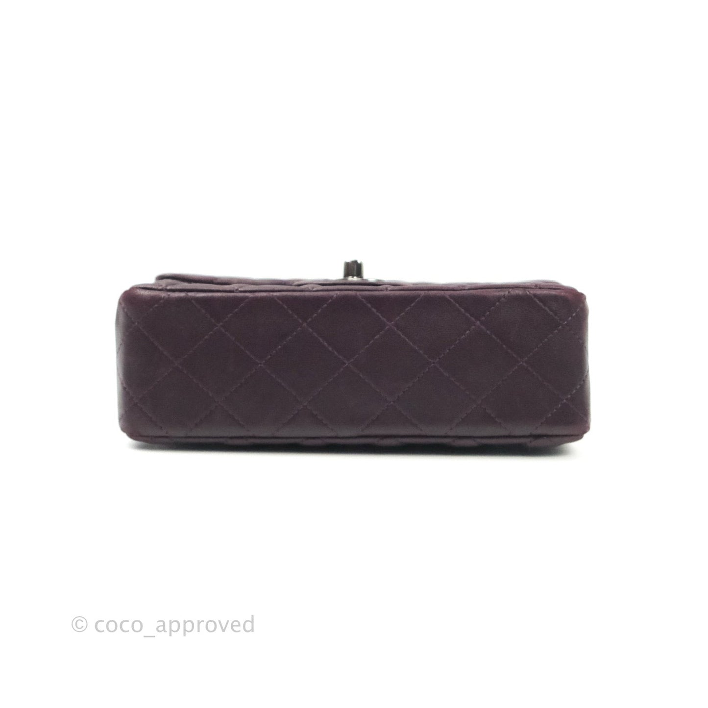 Chanel Quilted Mini Rectangular Purple Lambskin Silver Hardware