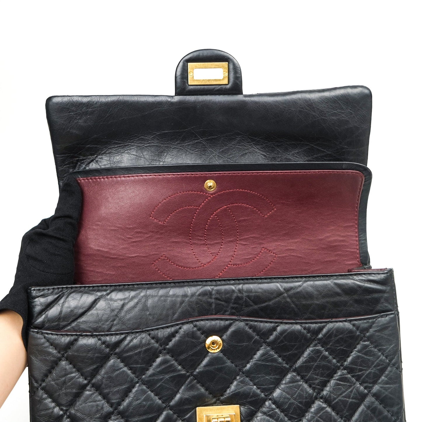 Chanel Reissue Quilted Aged Calfskin Black Gold Hardware 226