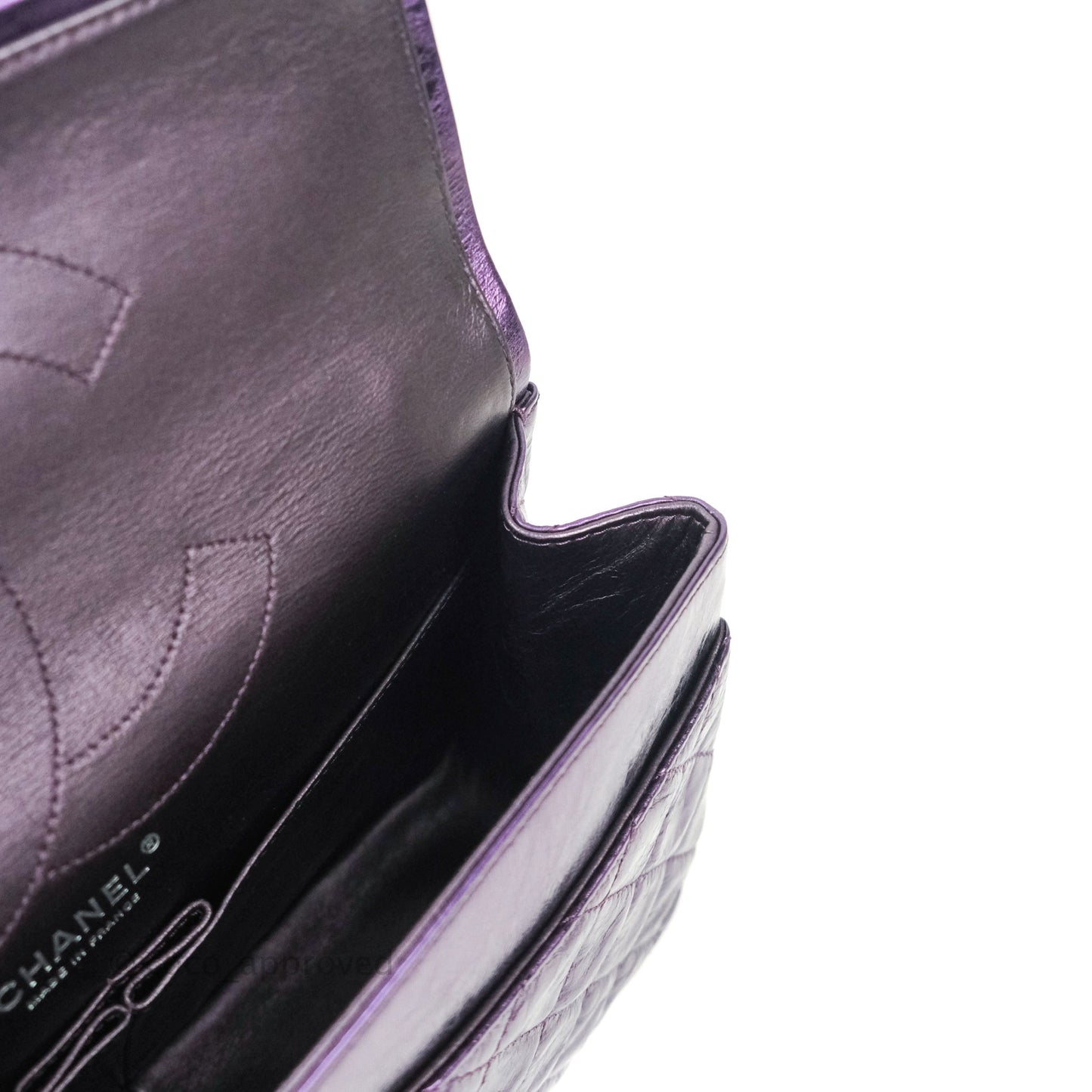 Chanel Reissue Quilted Glazed Calfskin Metallic Purple Silver Hardware 227