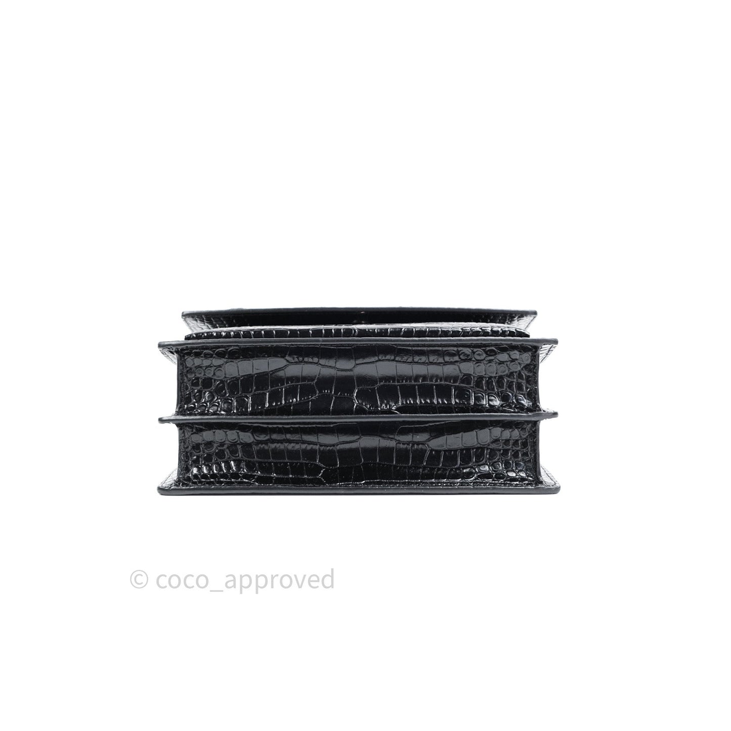 Saint Laurent Sunset Medium Black Crocodile Embossed Calfskin Silver Hardware