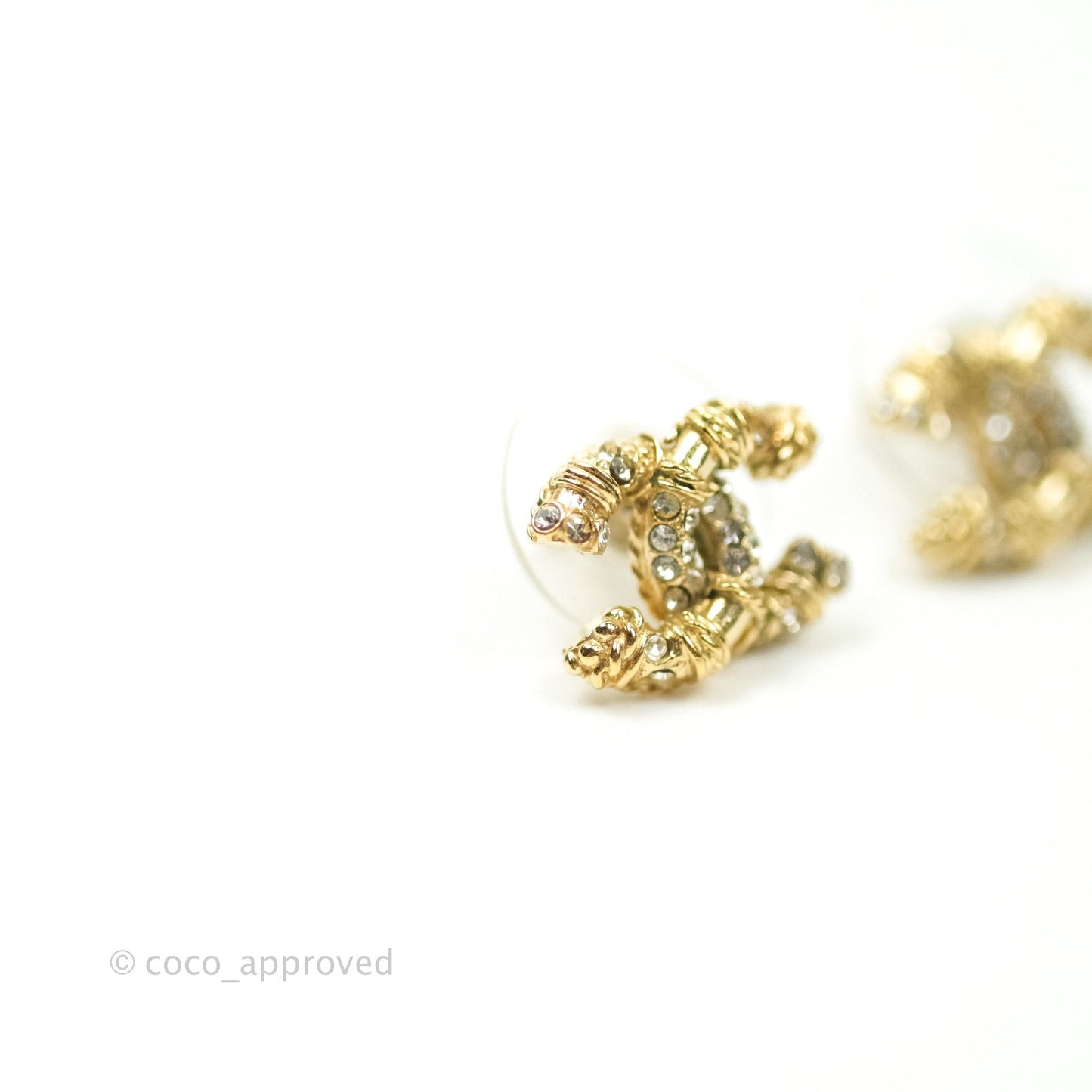 Chanel CC Earrings Gold Tone