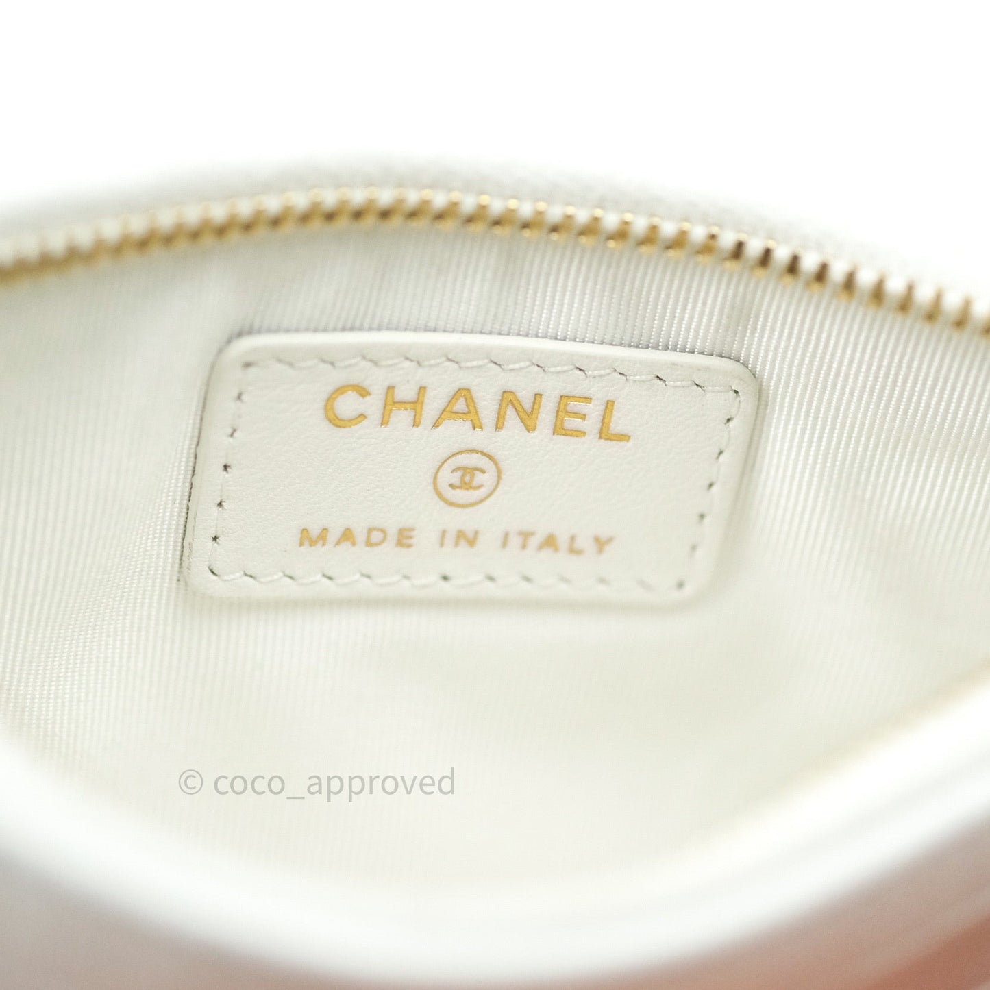 Chanel Calfskin Crocodile Embossed Mini O Case White Gold