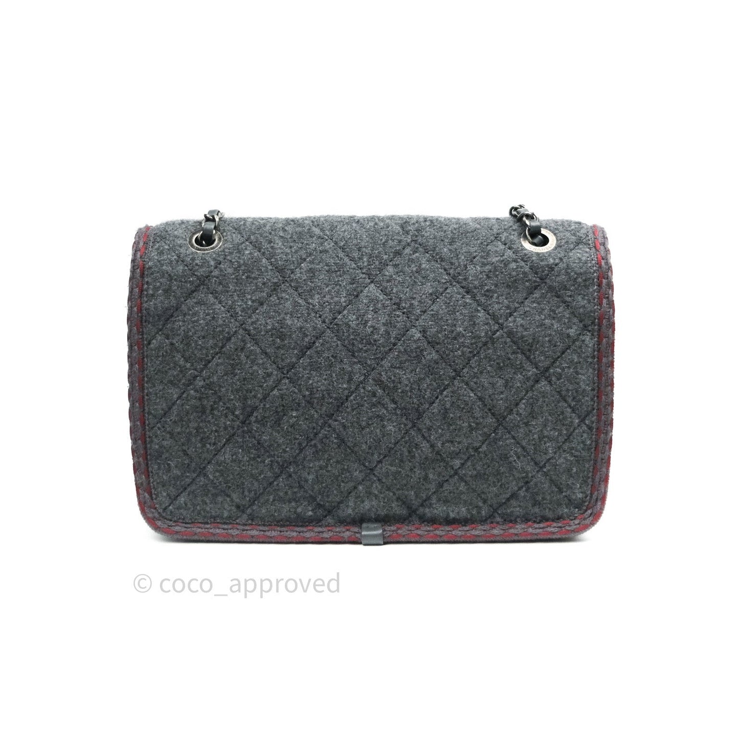 Chanel Jumbo Wool Flap Bag with Braid And Edelweiss in Grey
