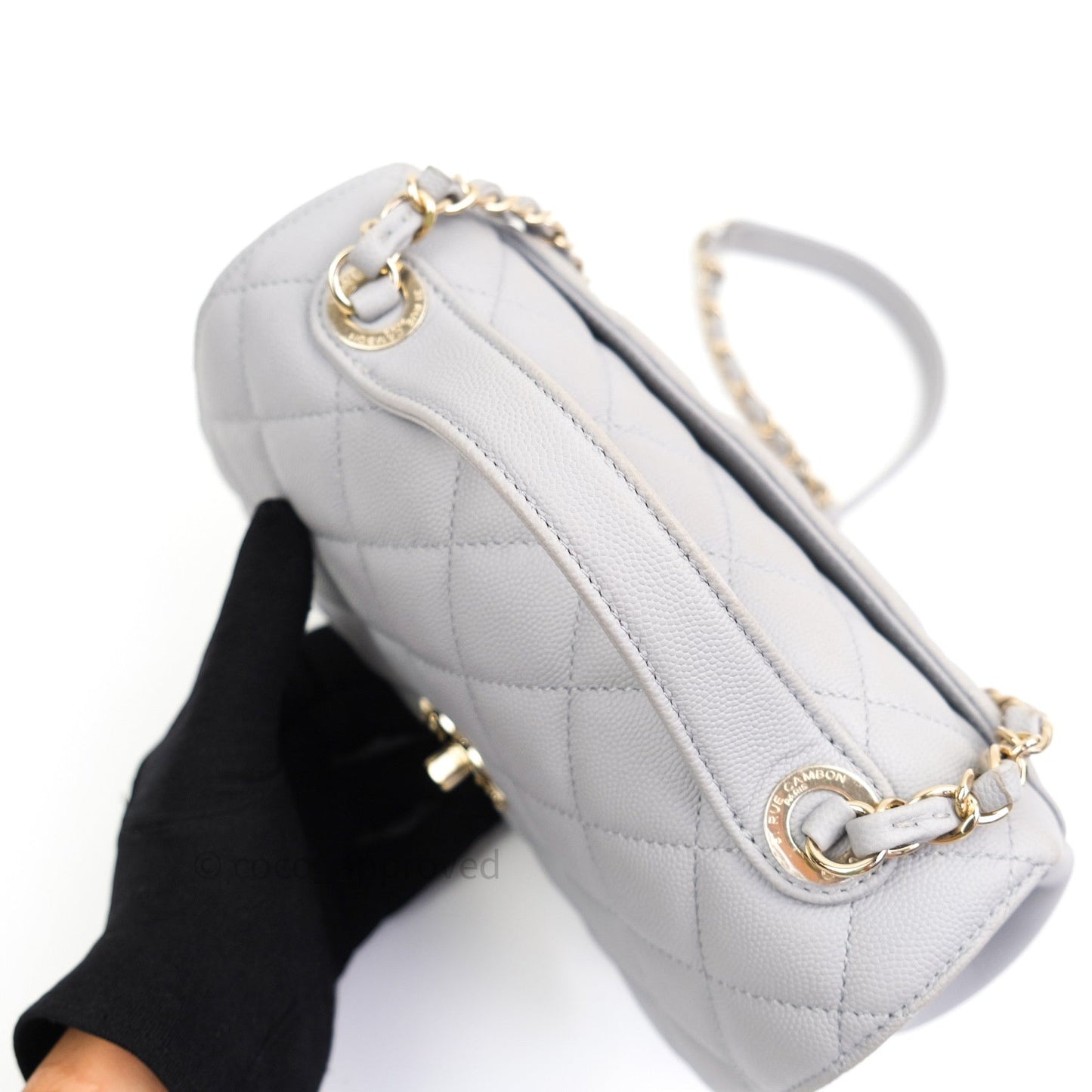Chanel Quilted Medium Business Affinity Flap Grey Caviar Light Gold Hardware