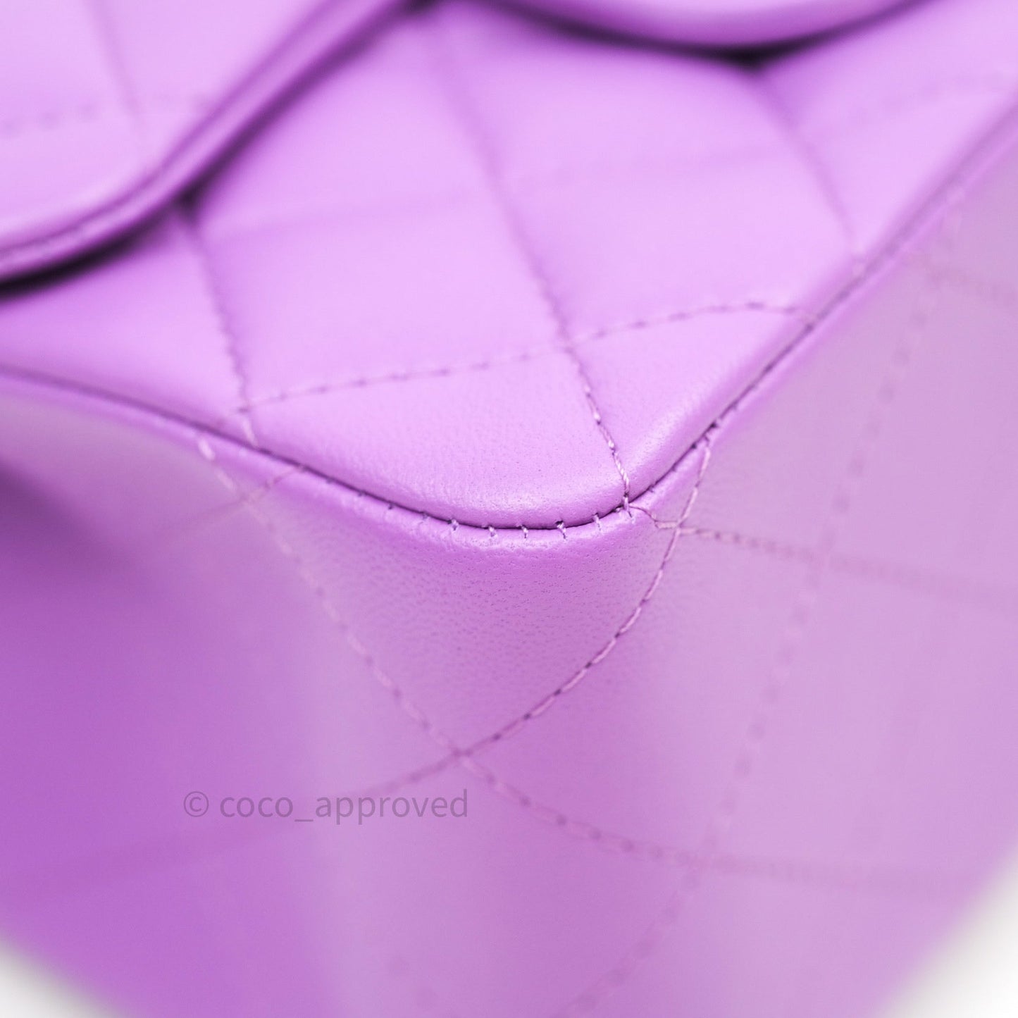 Chanel Mini Square Purple Lambskin Silver Hardware