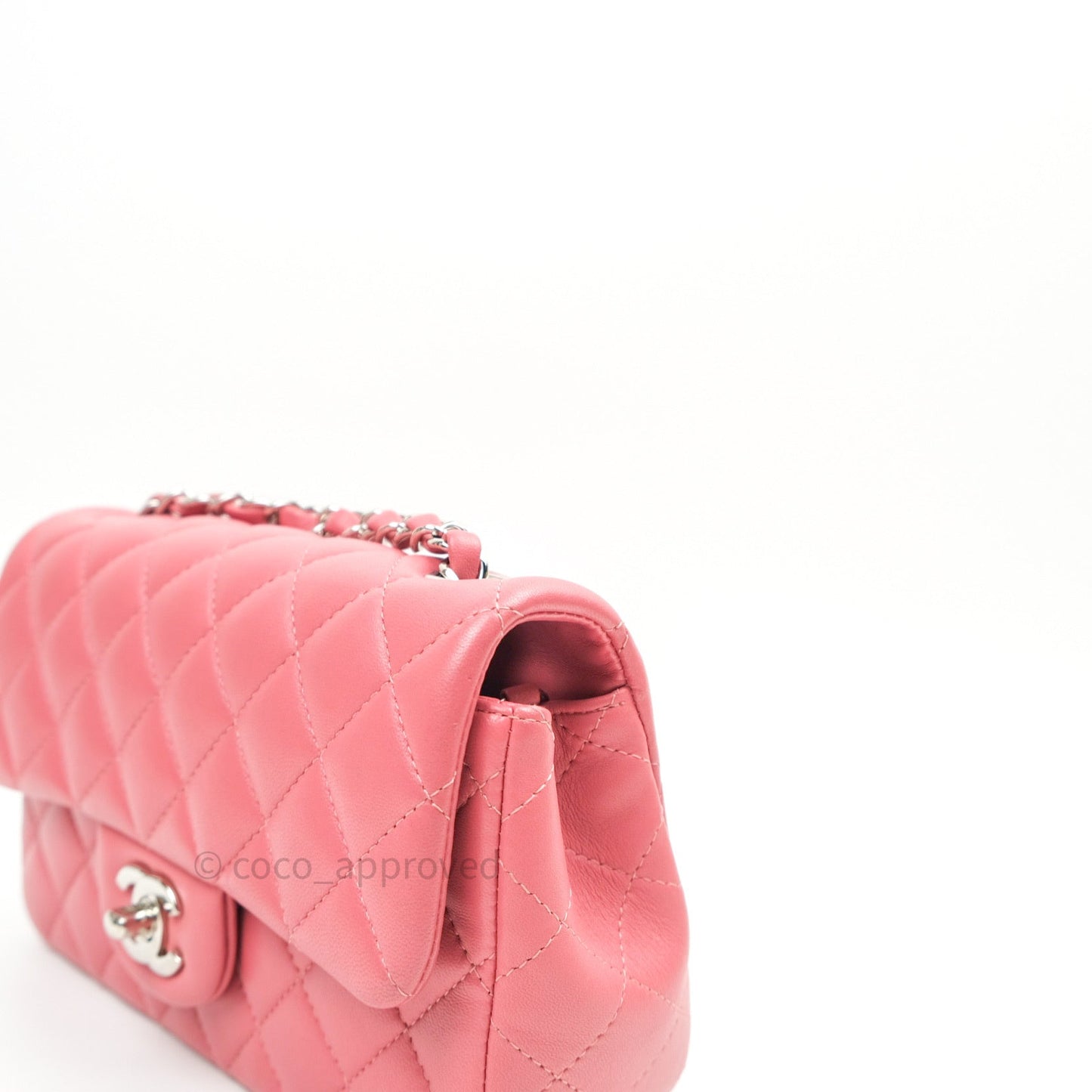 Chanel Quilted Mini Rectangular Pink Lambskin Silver Hardware