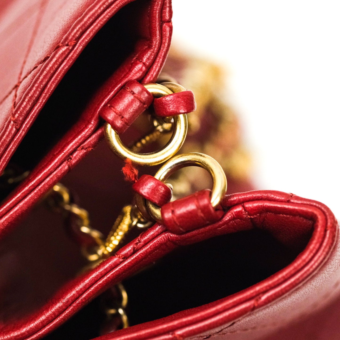 Chanel Egyptian Amulet Drawstring Bag Red Calfskin Stitched