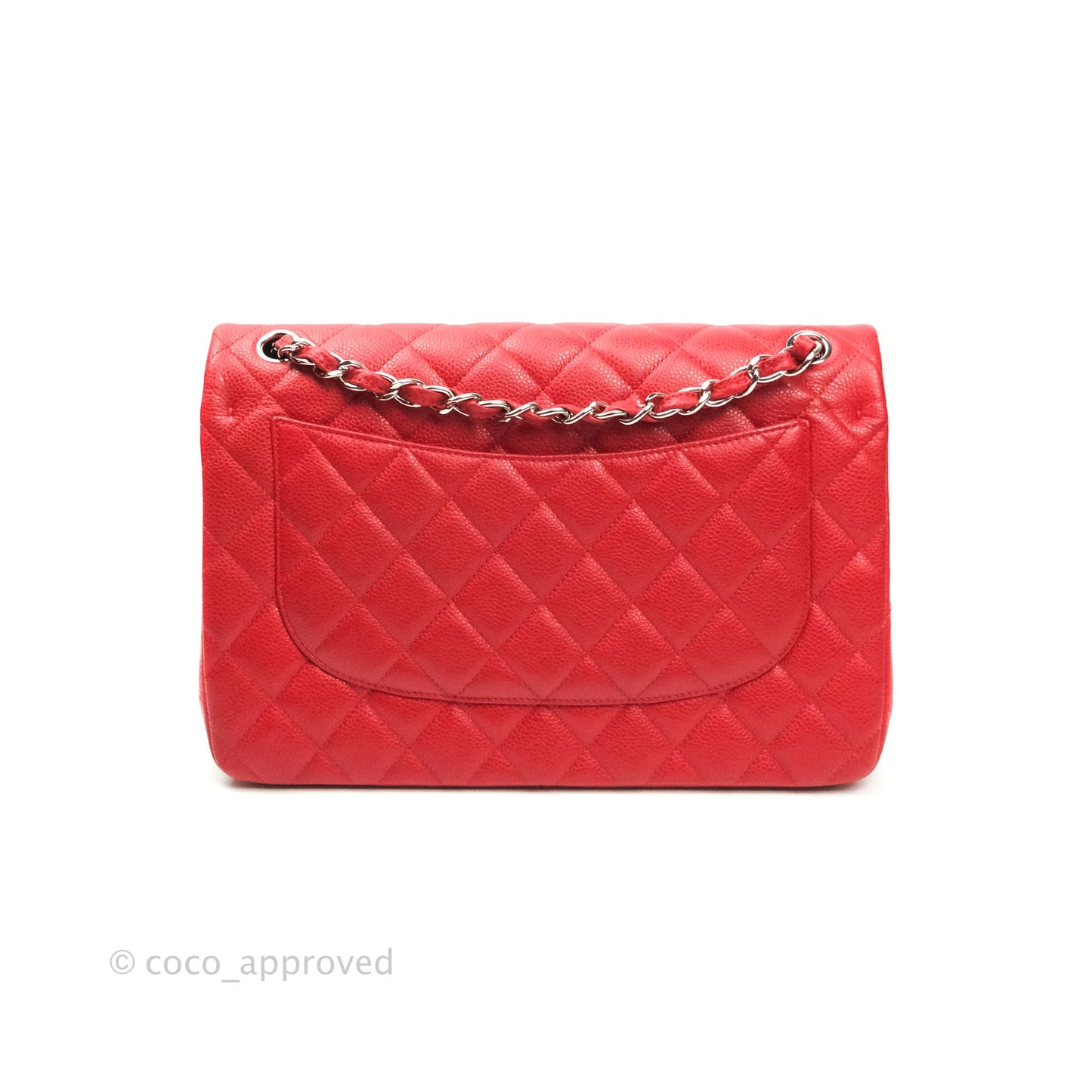 Chanel Classic Jumbo Double Flap Red Caviar Silver Hardware⁣⁣