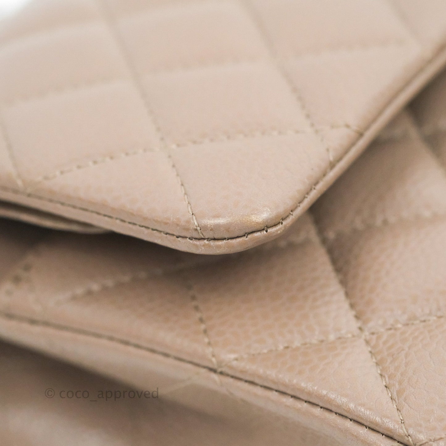 Chanel Classic M/L Medium Flap Quilted Taupe Grey Caviar Silver Hardware