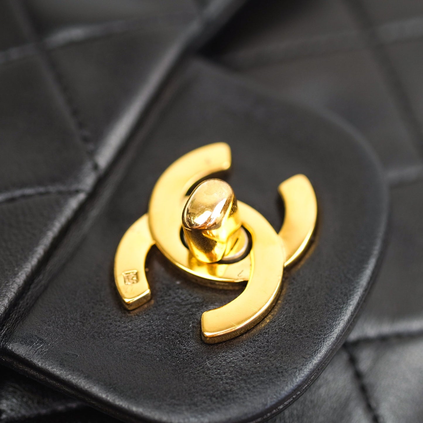 Chanel Vintage Classic Double Flap M/L Black Lambskin 24K Gold Hardware
