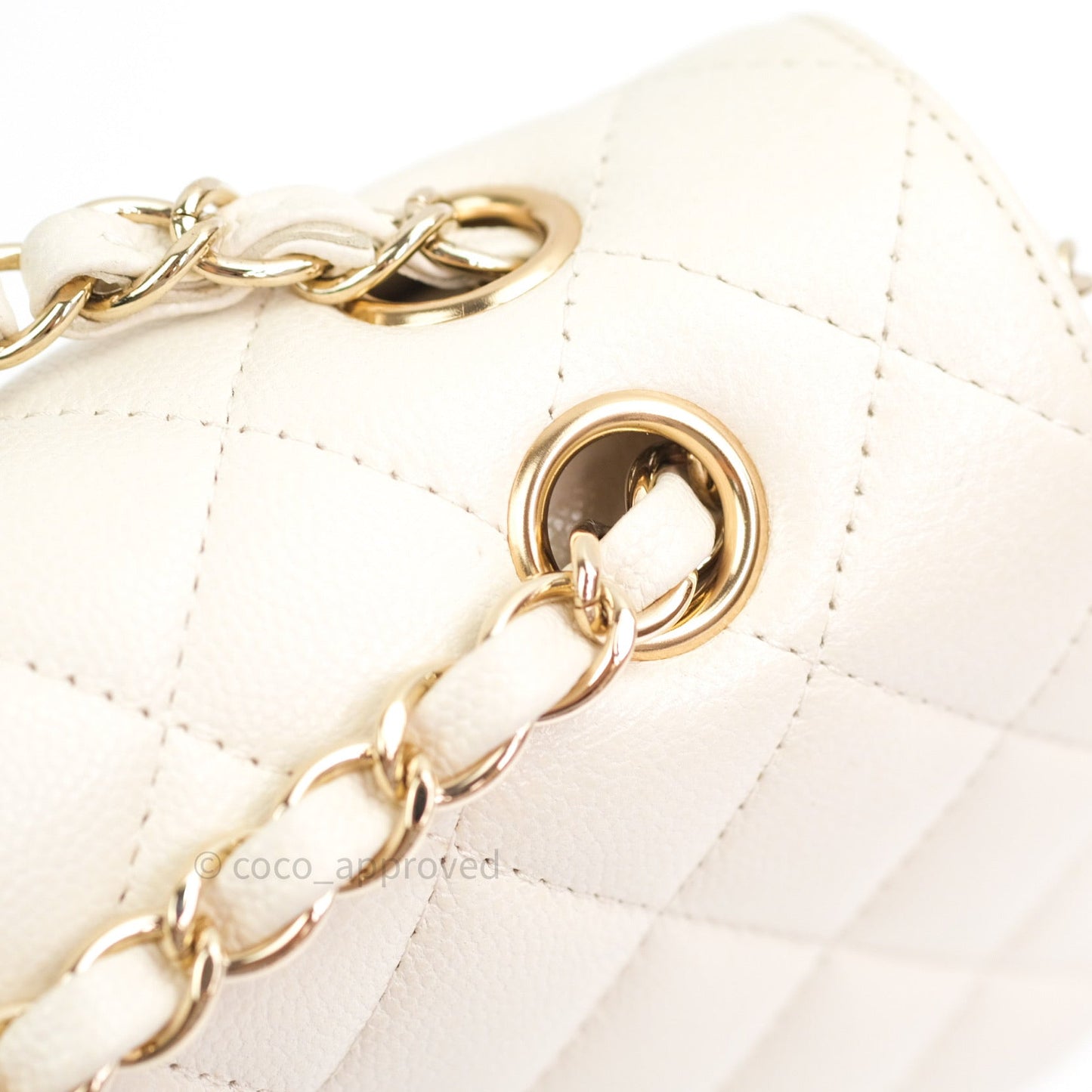Chanel Classic Double Flap Quilted M/L Ivory Caviar Gold Hardware 17C