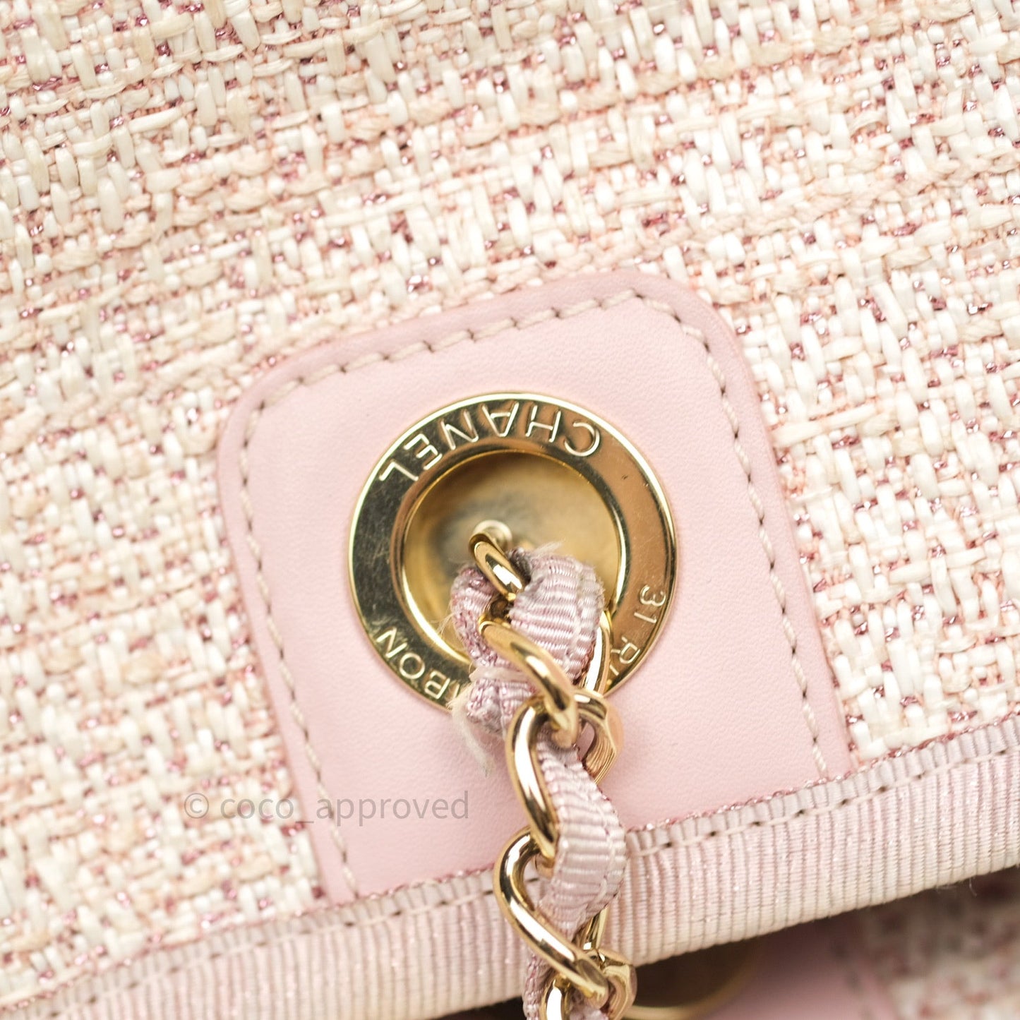 Chanel Canvas Deauville Medium Tote Pink Glittering 19C