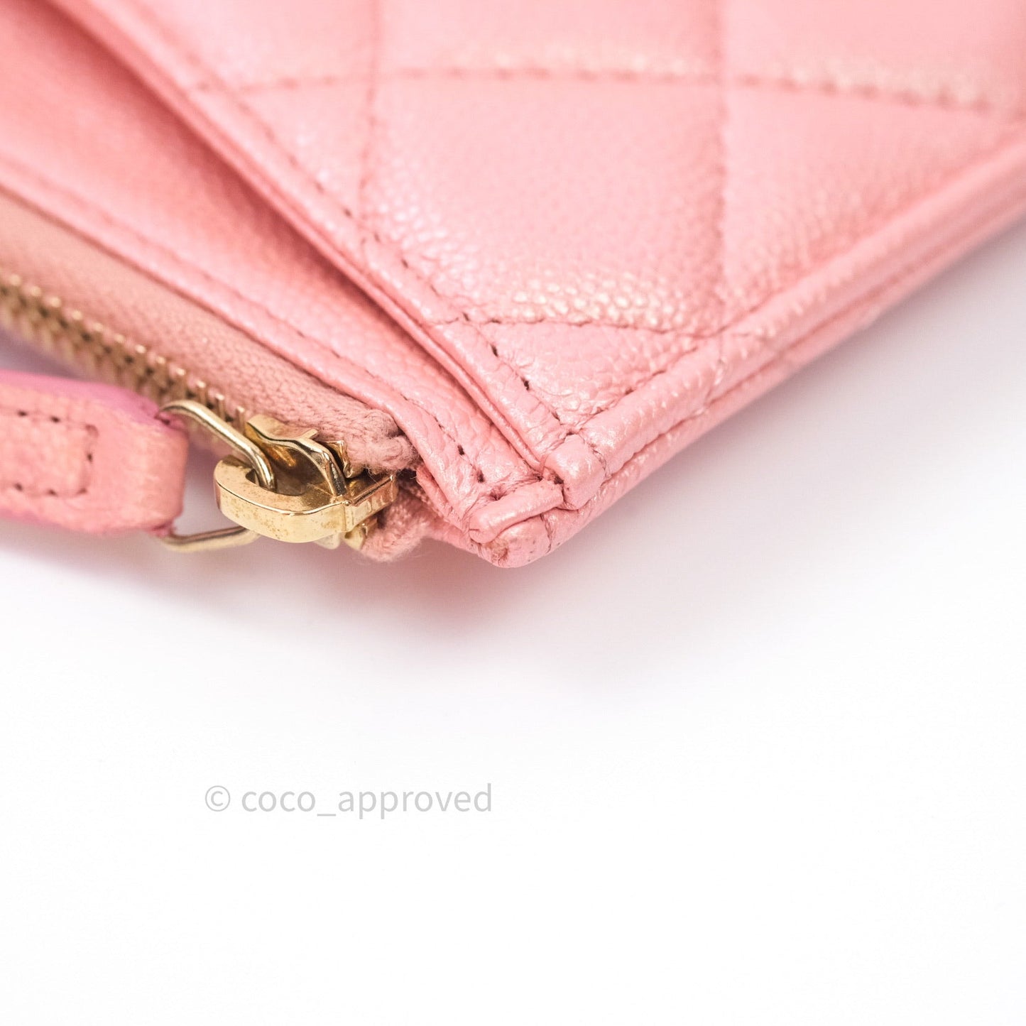 Chanel Iridescent Caviar O Case Phone Case Pouch Card Holder Pink Light Gold Hardware