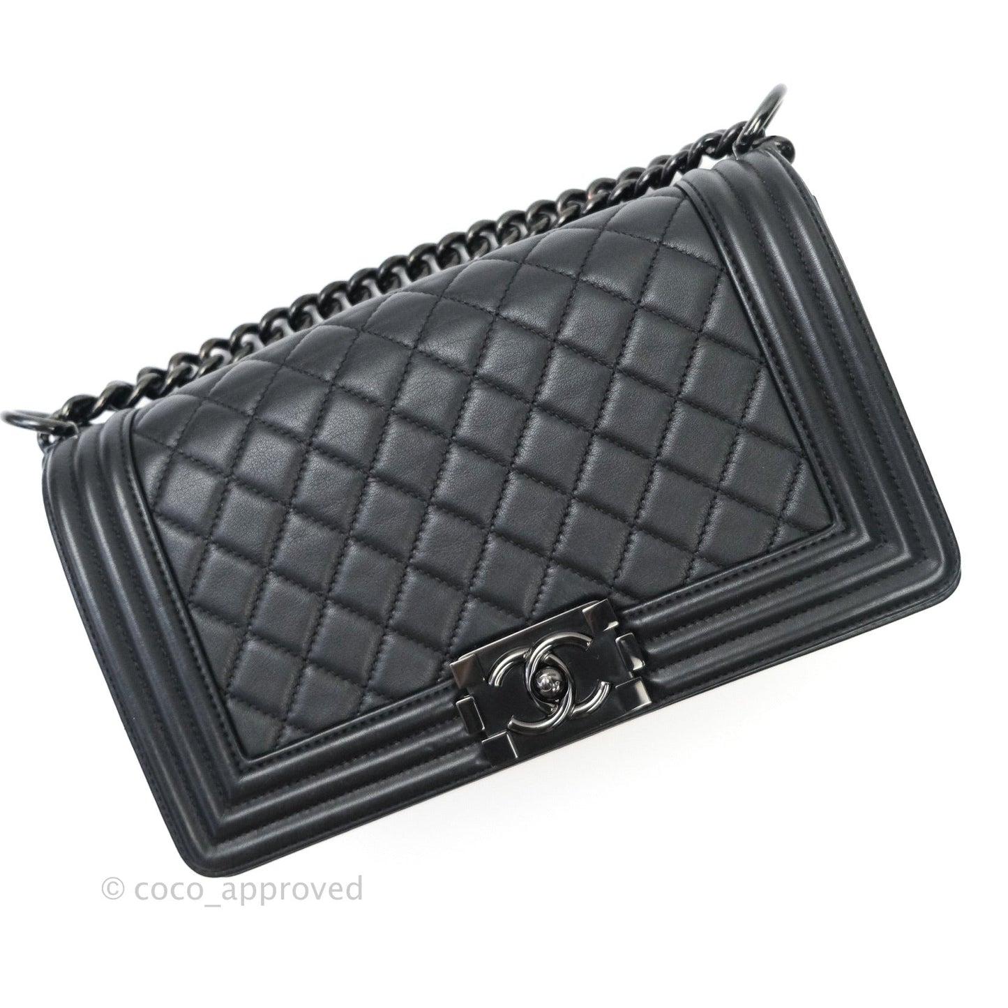 Chanel Quilted Medium Calfskin Boy Flap So Black Hardware